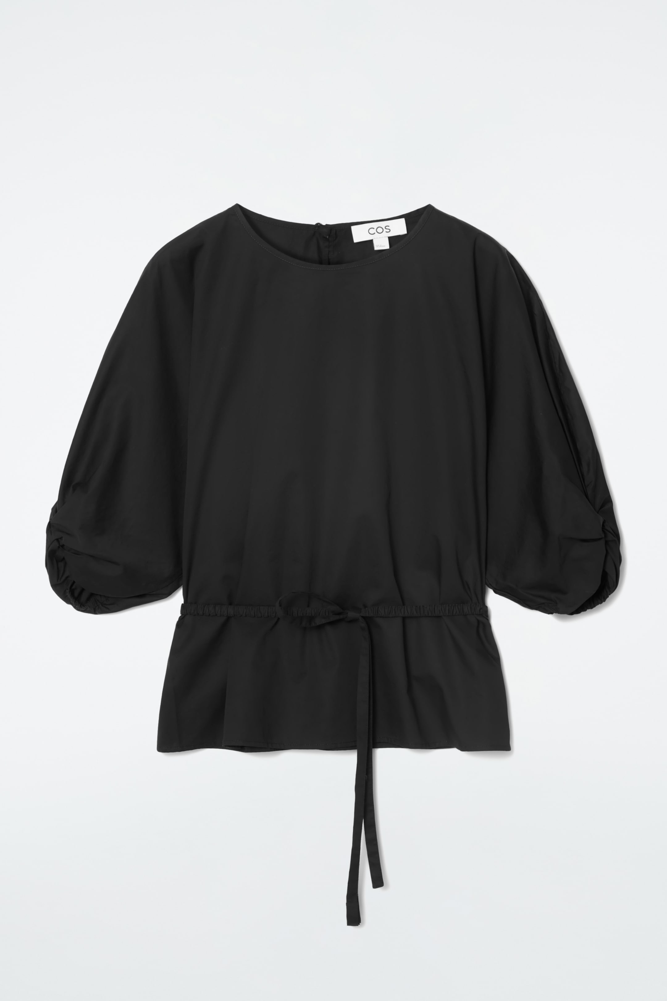 הצגת תמונה גדולה יותר: חולצת בלוז עם שרוולי נפח ומסגרת - שחור - Ladies | H&M IL 1