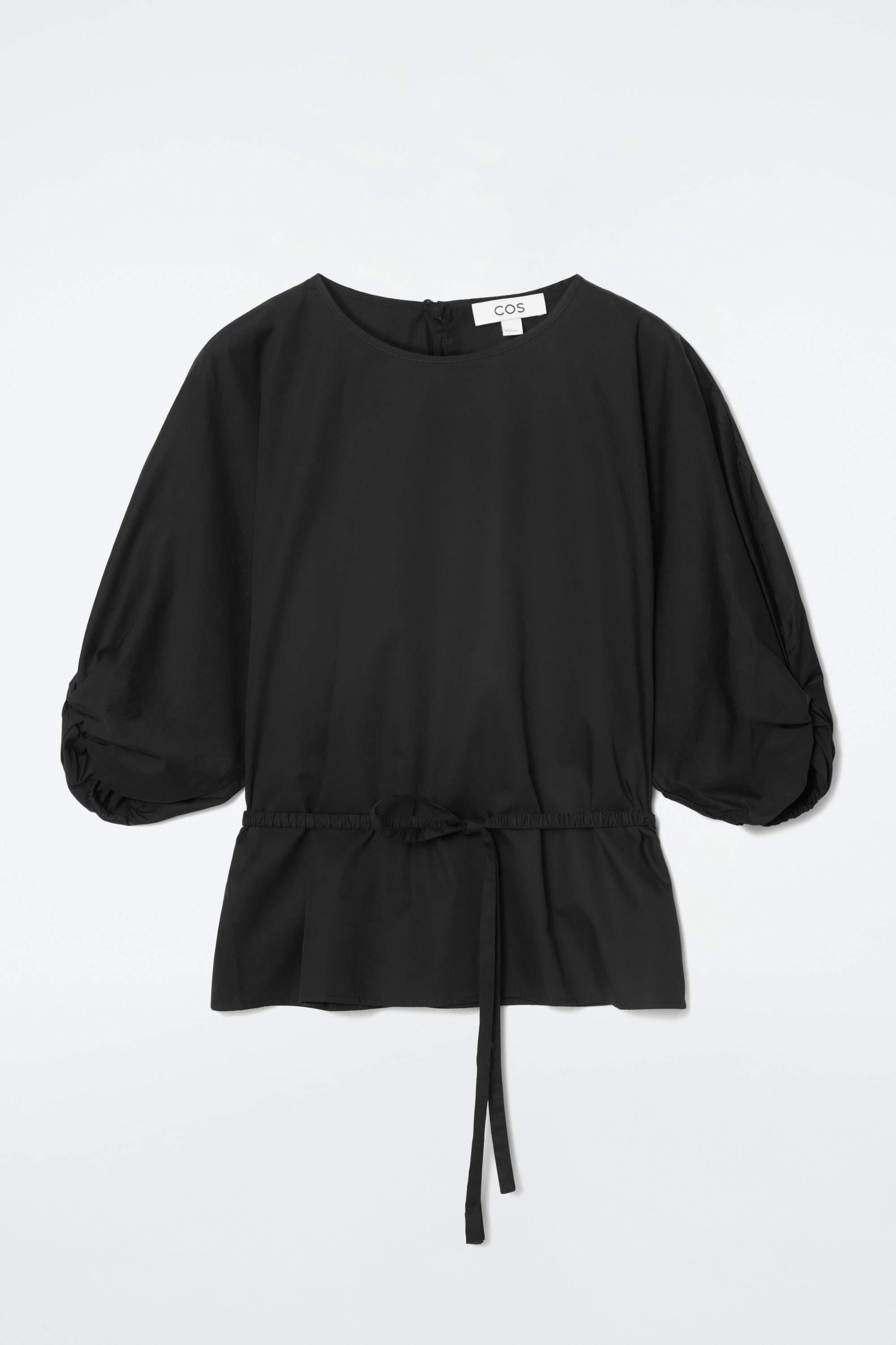 BELTED PUFF-SLEEVE BLOUSE - BLACK | COS