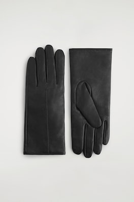 CASHMERE WOOL-LINED LEATHER GLOVES — BLACK 3