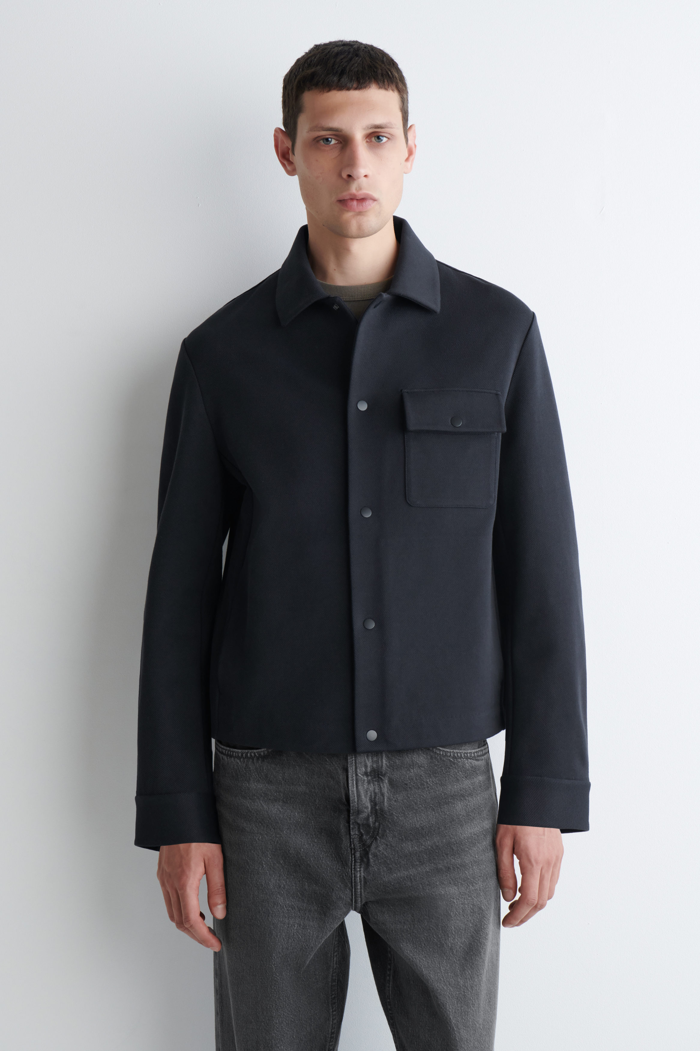 ジャケット・アウター Cotton Twill Padding No-Collar Mods Coat PE/STRETCH TWILL OVERSIZED STAND COLLAR BLOUSON WITH