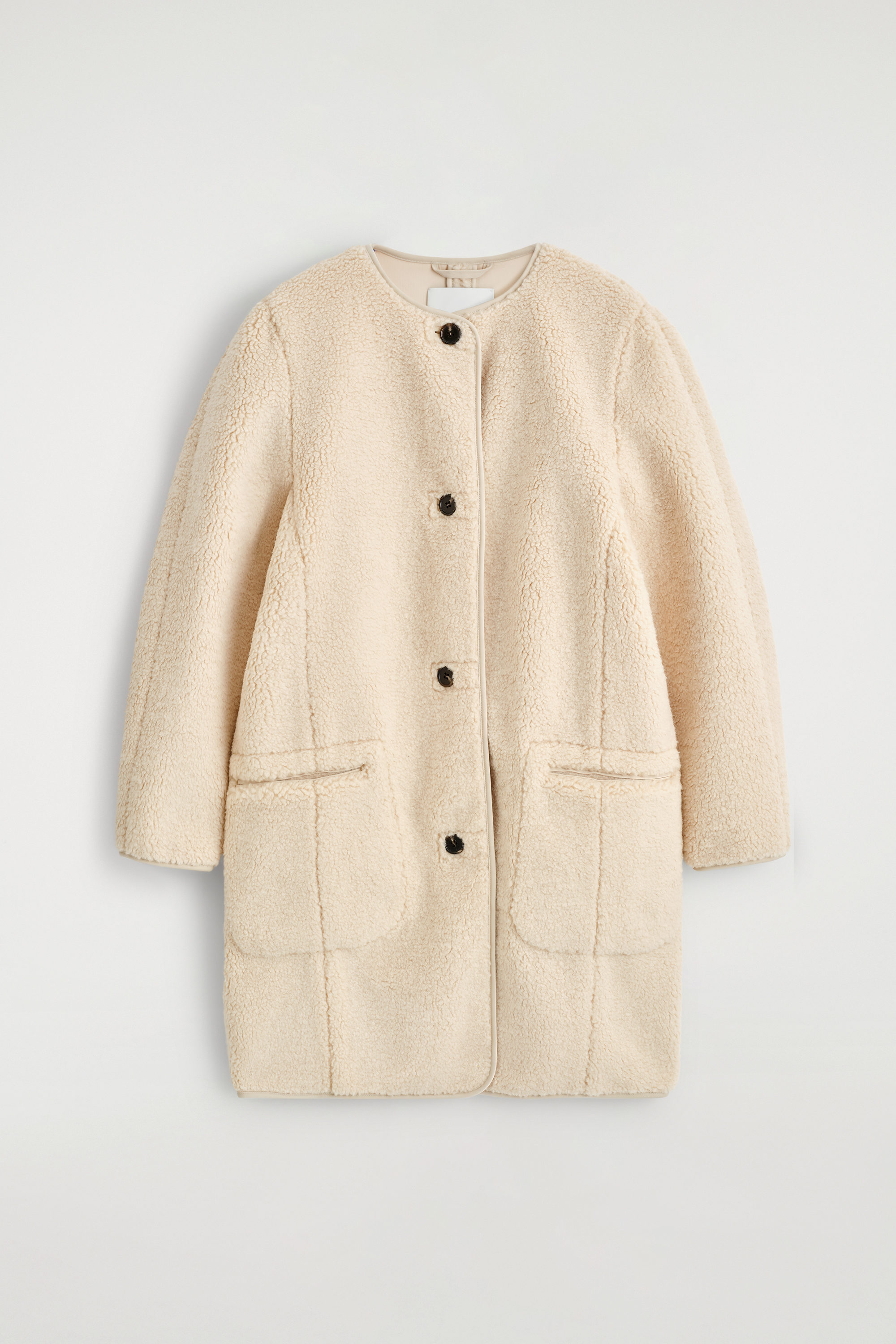 LONGLINE TEDDY JACKET - ECRU | COS
