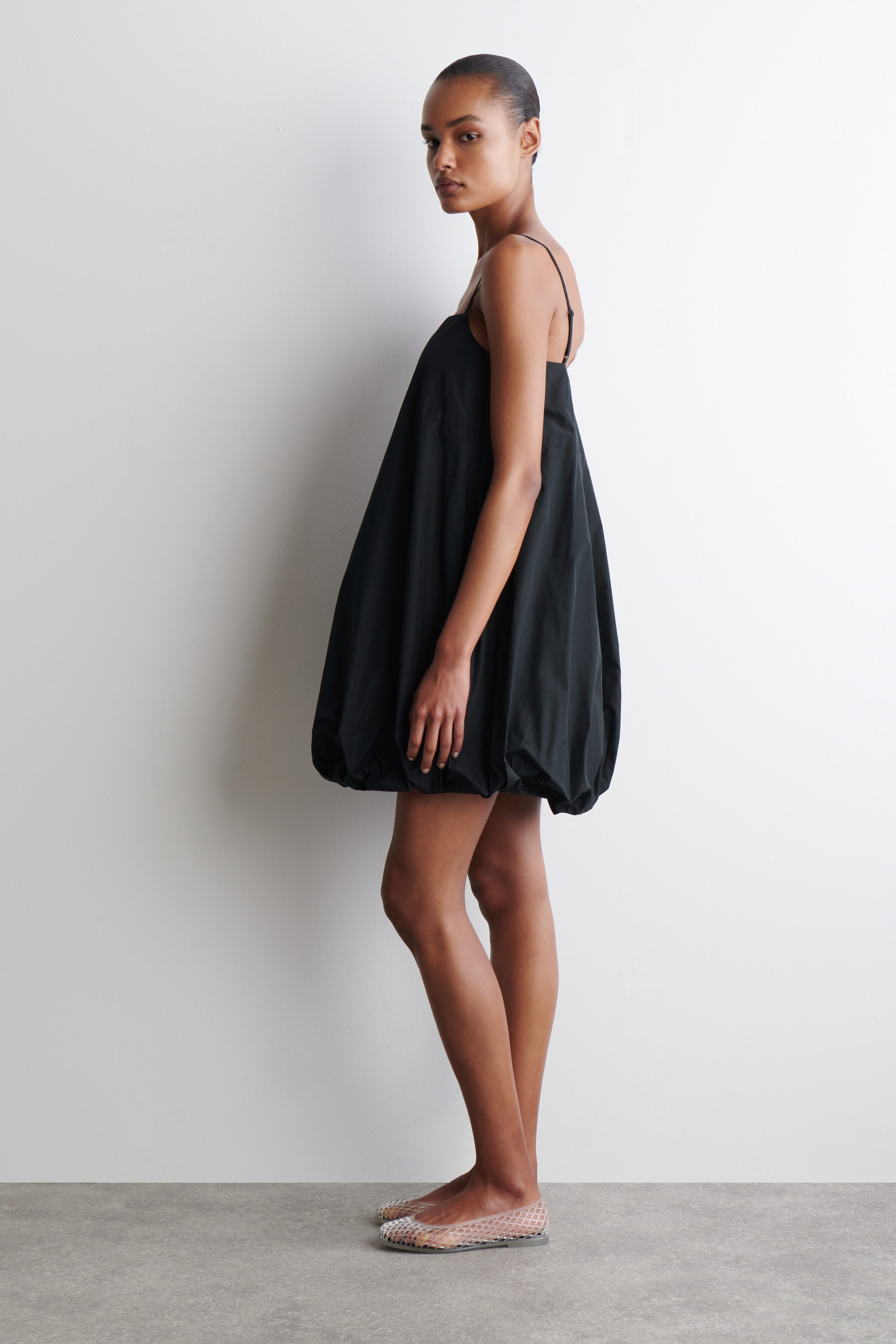 BUBBLE-HEM MINI DRESS