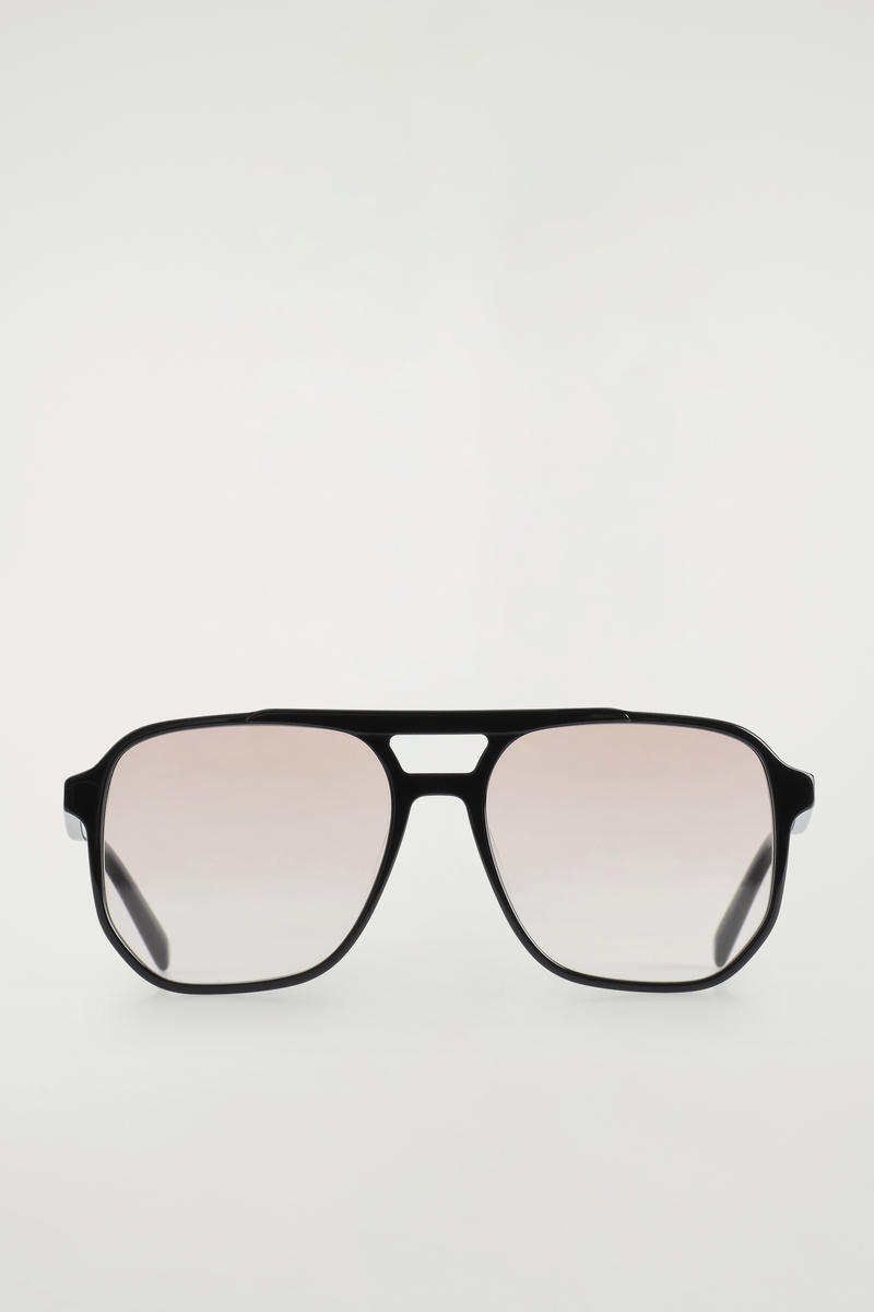 Oversized Square-Frame Aviator Sunglasses