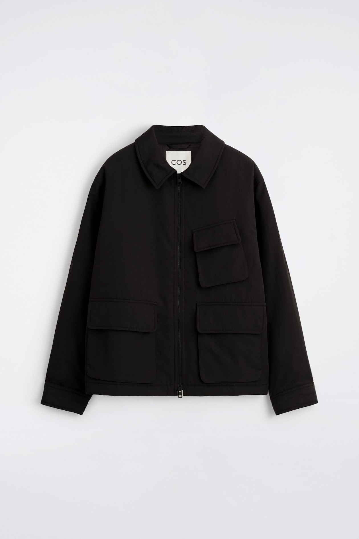 PADDED NYLON UTILITY JACKET — BLACK