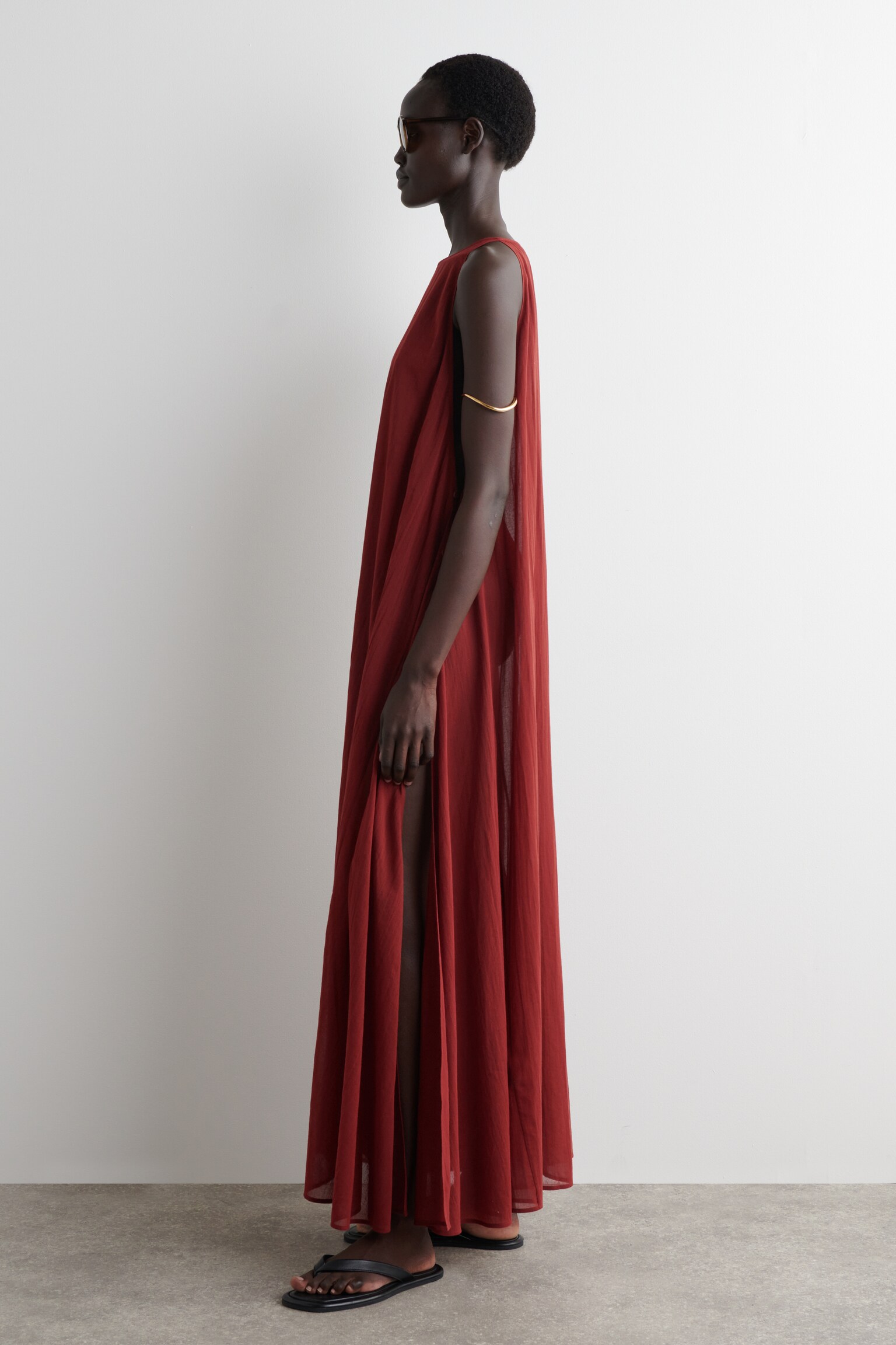 VESTIDO DE PLAYA DE ALGODÓN TRANSPARENTE - TEJA - 5