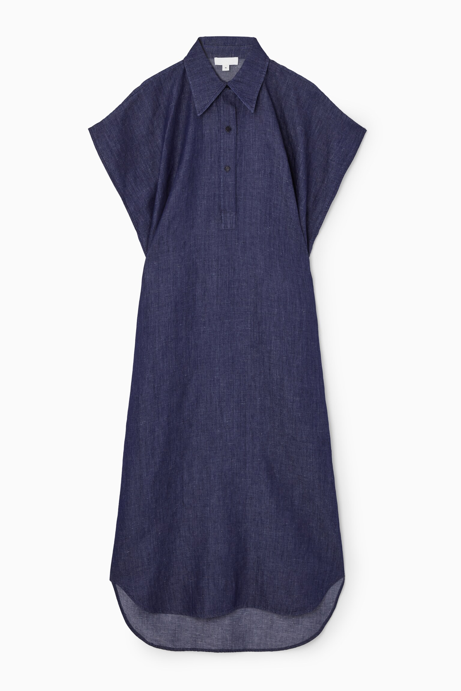 OVERSIZED DENIM MIDI SHIRT DRESS - INDIGO
