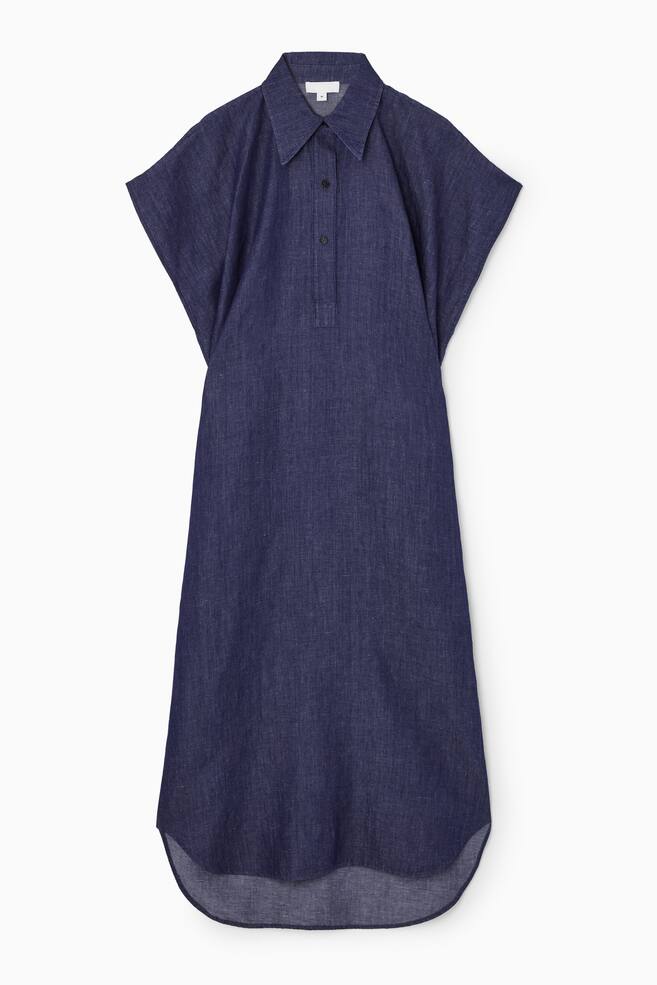 ROBE-CHEMISE MIDI OVERSIZE EN DENIM - INDIGO - 1