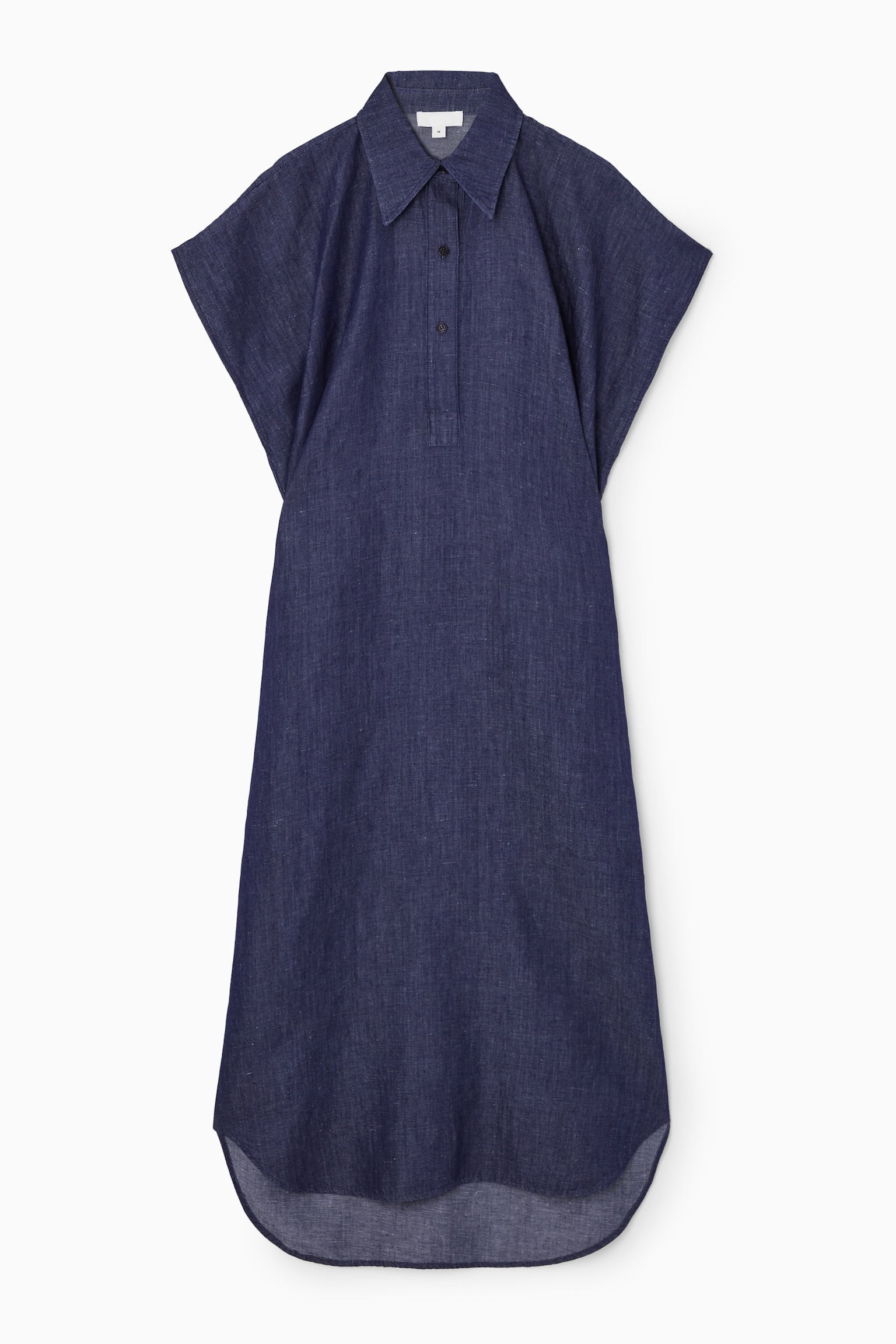 OVERSIZED DENIM MIDI SHIRT DRESS - INDIGO