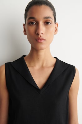 SAILOR-COLLAR KNITTED COTTON-SILK TOP — BLACK 5