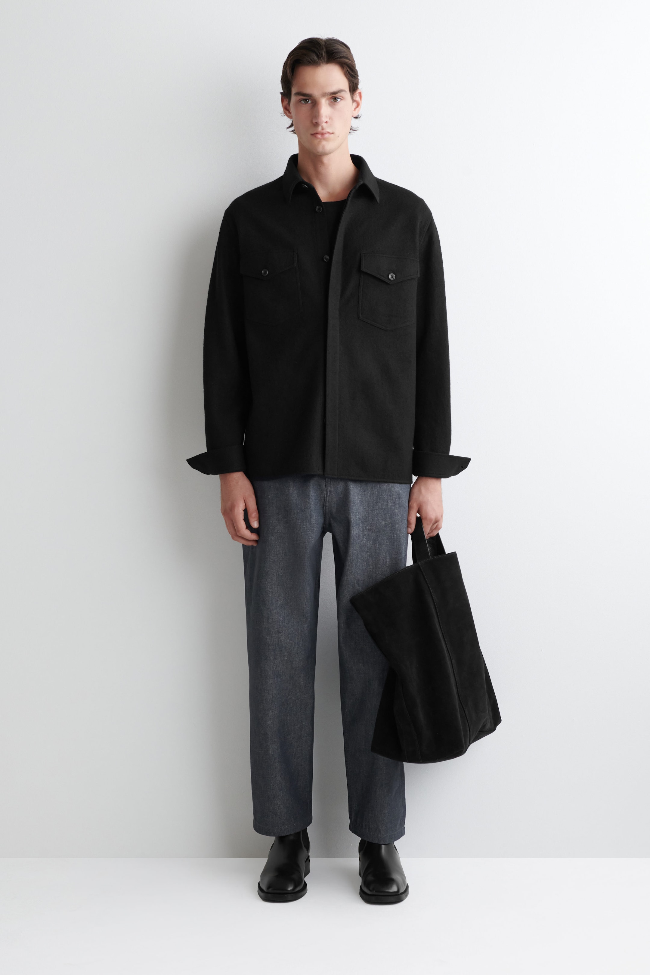 RELAXED BOILED-WOOL OVERSHIRT