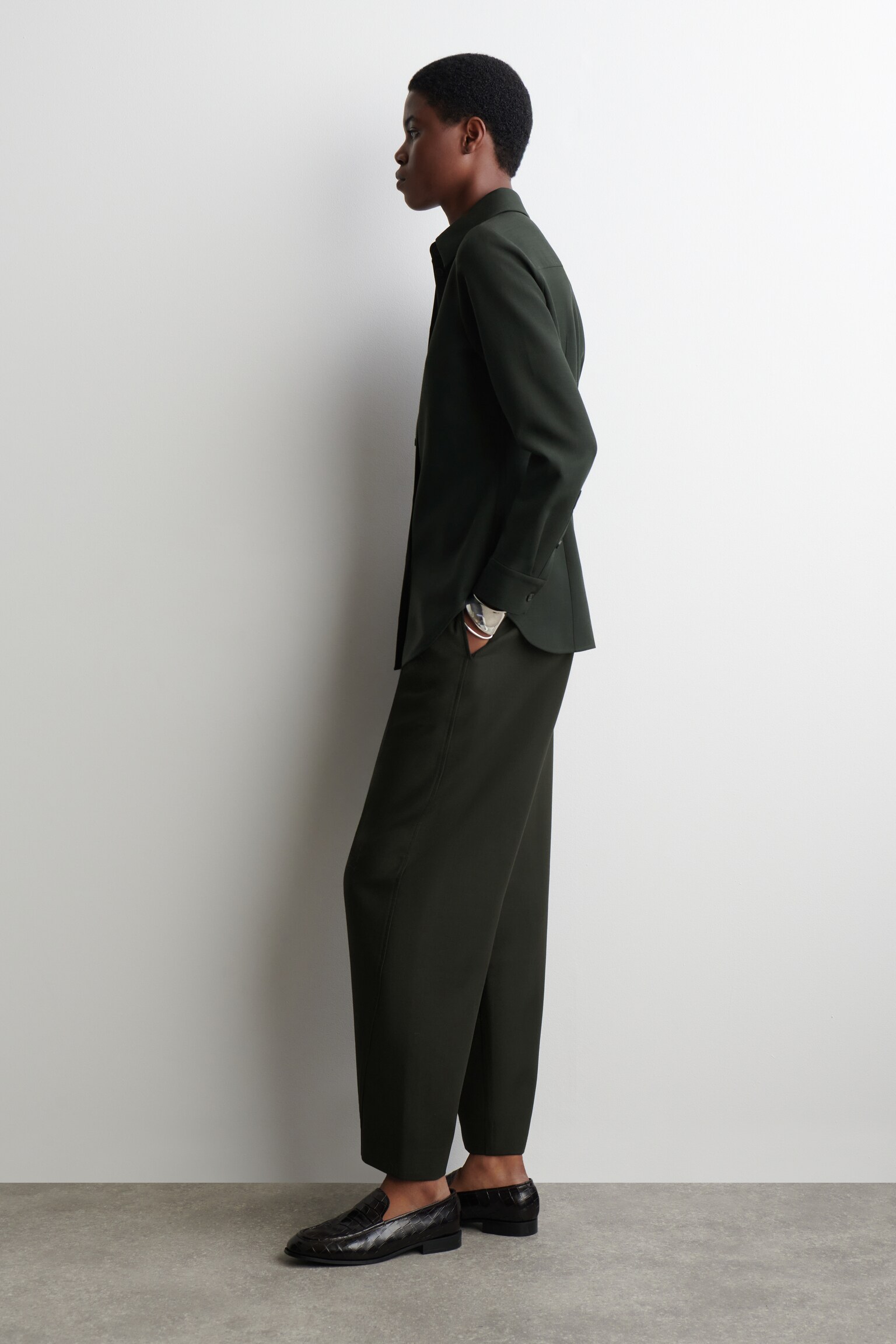 CHEMISE EN LAINE - VERT FONCÉ - 4