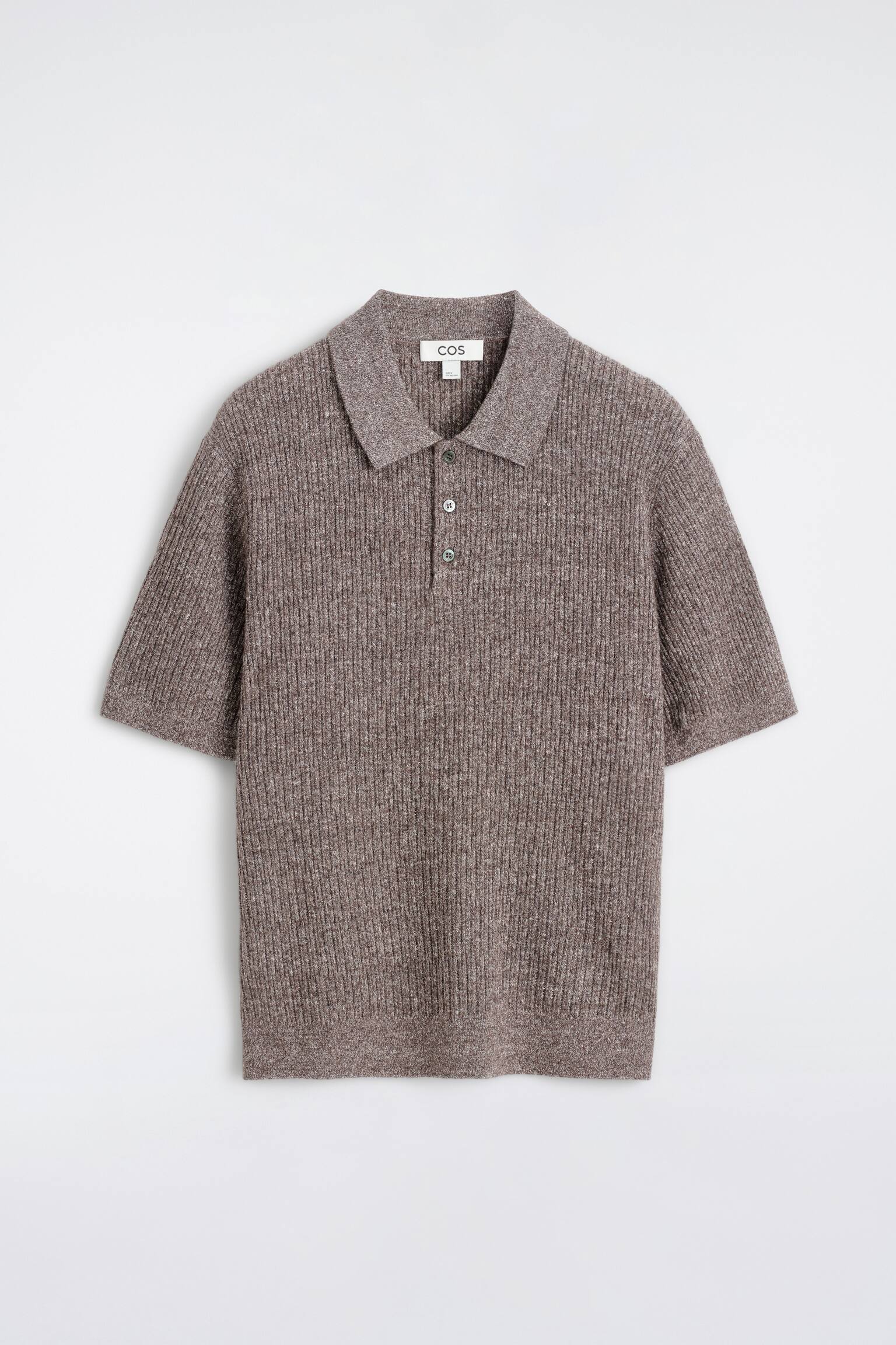 CASHMERE-LINEN POLO SHIRT - BROWN MÉLANGE - 2