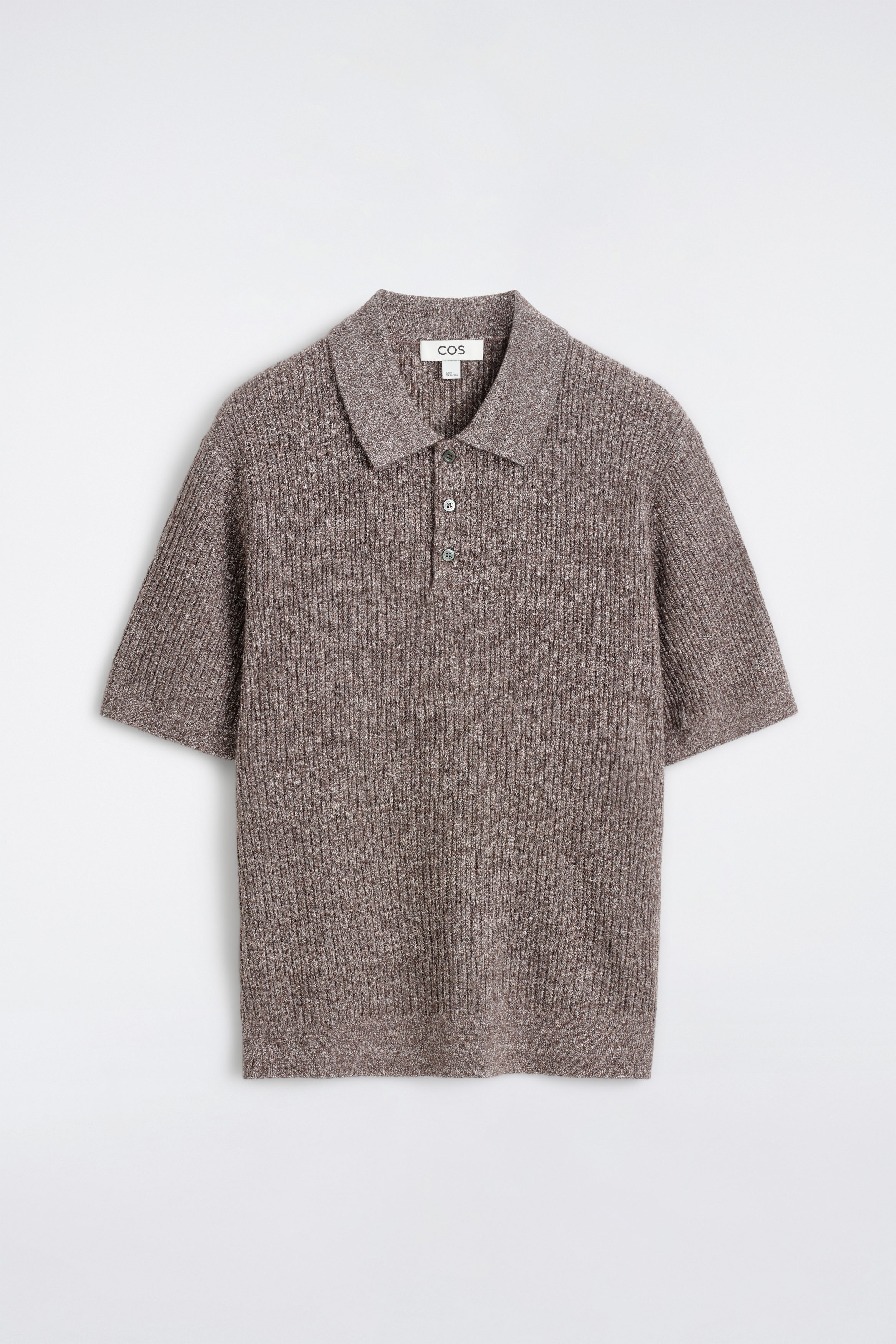 CASHMERE-LINEN POLO SHIRT - BROWN MÉLANGE | COS US