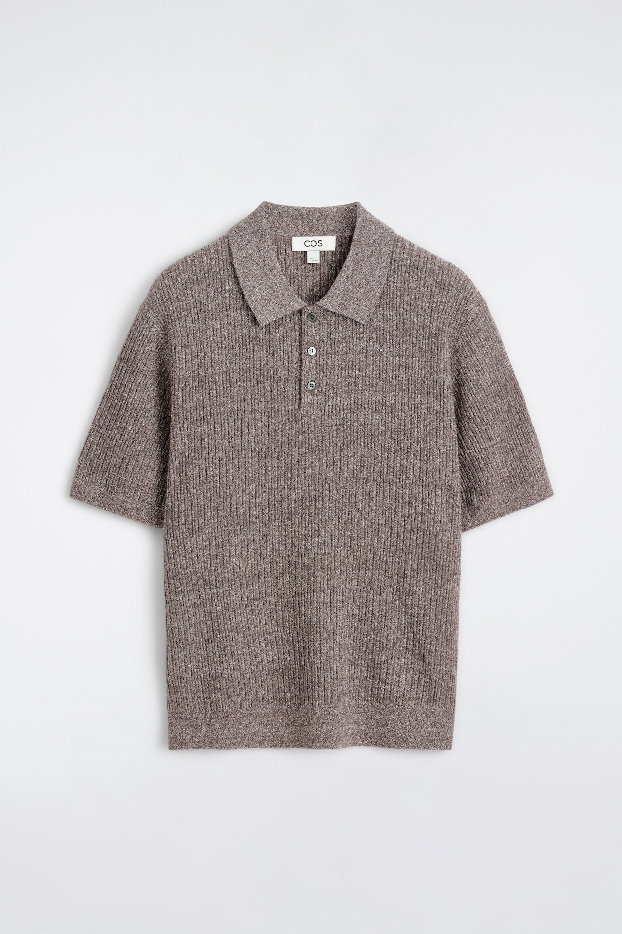 CASHMERE-LINEN POLO SHIRT — BROWN MÉLANGE