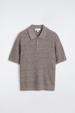 CASHMERE-LINEN POLO SHIRT — BROWN MÉLANGE 7