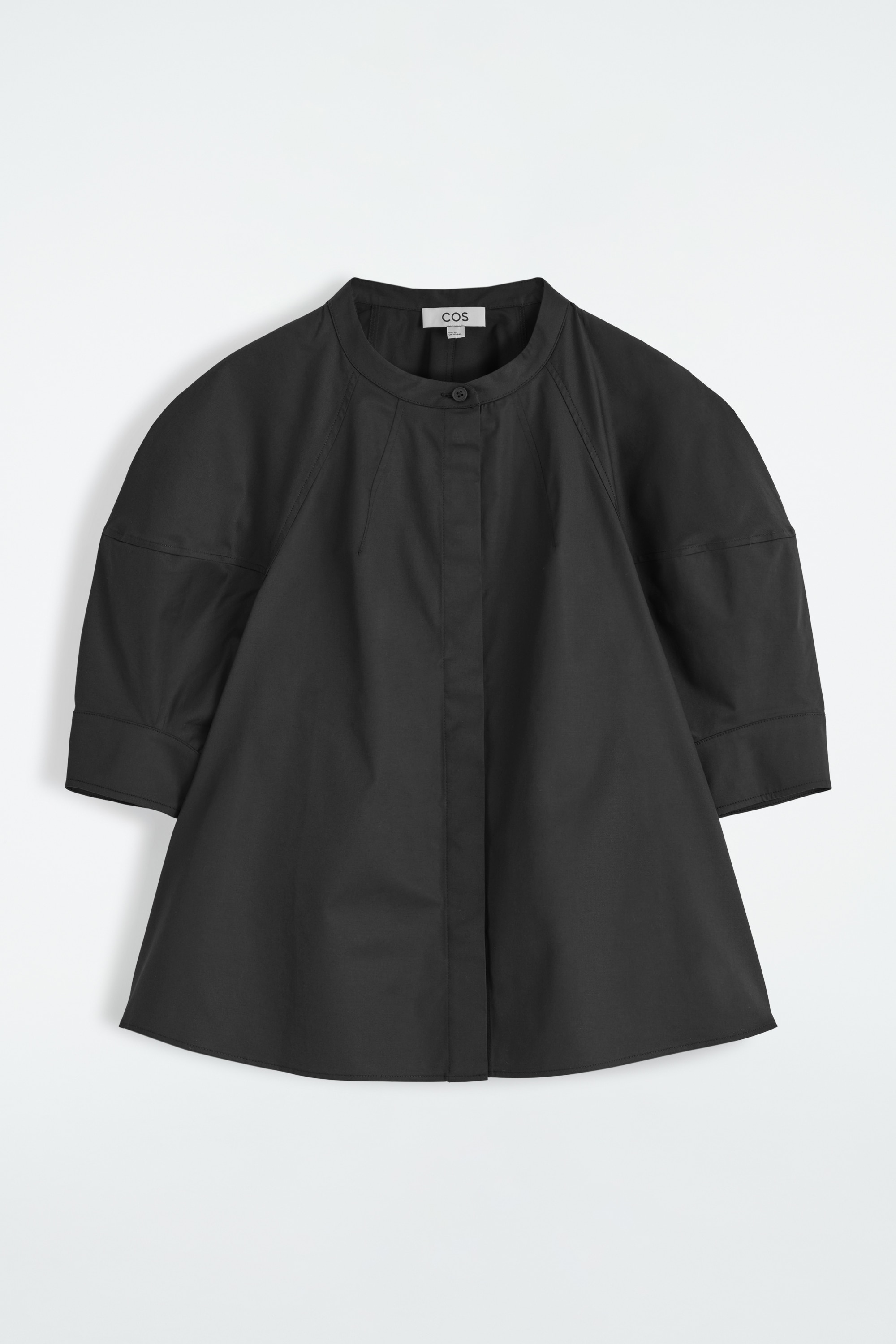 Halenka s nabíranými rukávy - ČERNÁ/BÍLÁ/BÍLÝ