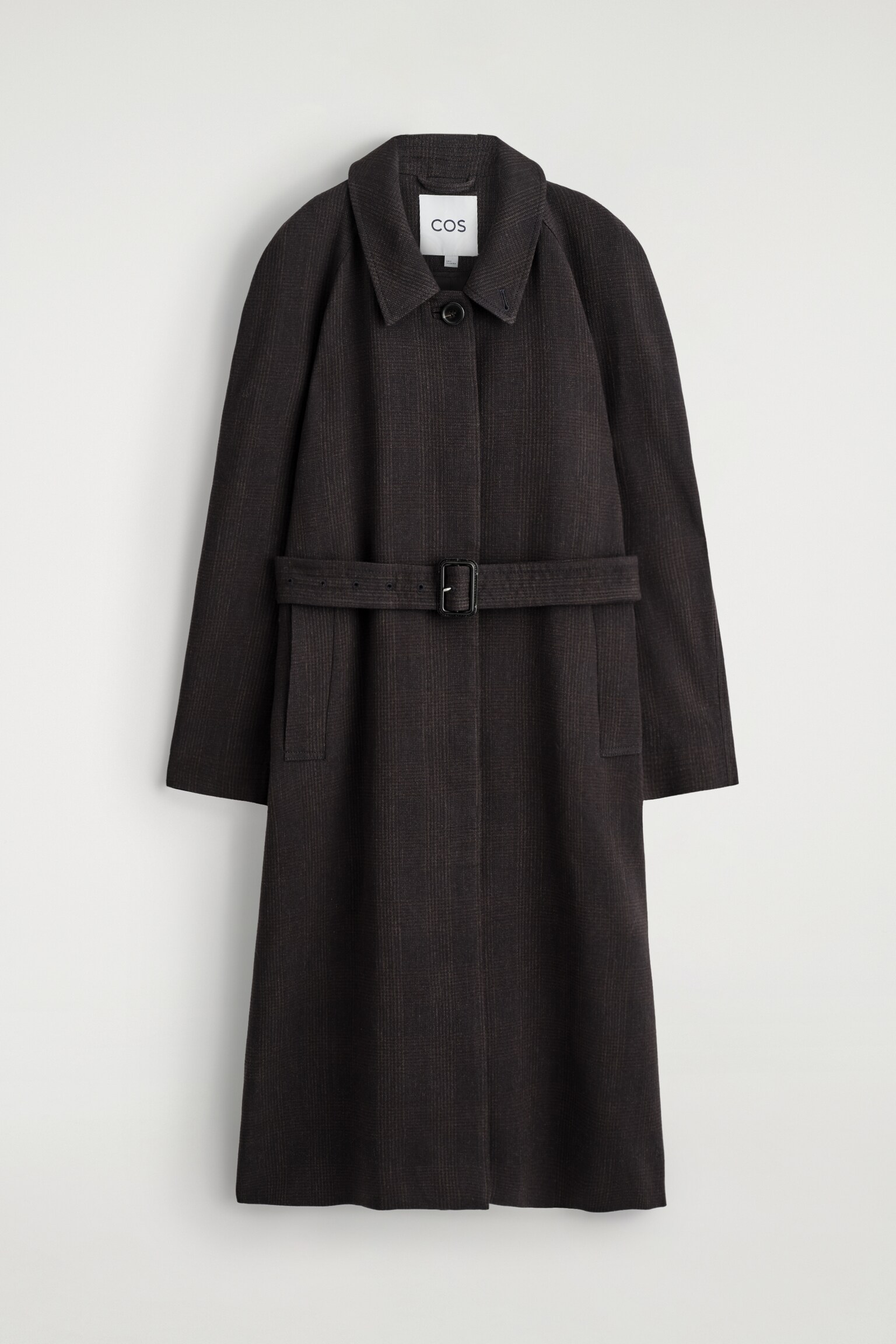 TRENCH IN MISTO LANA - MARRONE SCURO / QUADRI/BLU NAVY - 2
