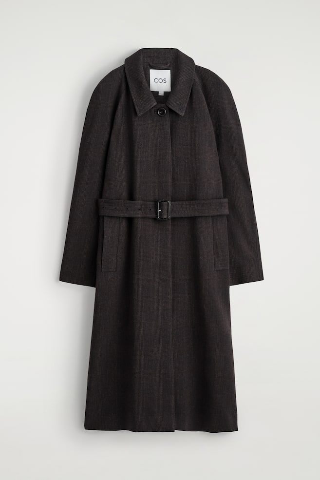 Lang trenchcoat van wolmix - DONKERBRUIN / GERUIT - 1