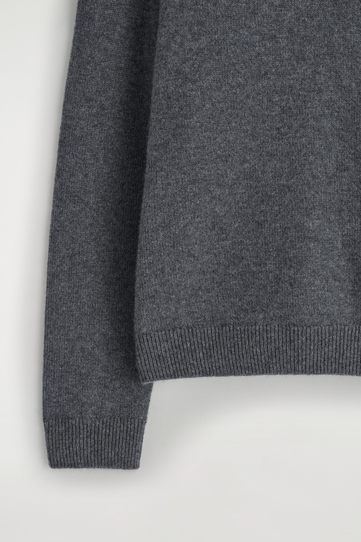 PURE CASHMERE CREW-NECK SWEATER — DARK-GRAY MÉLANGE