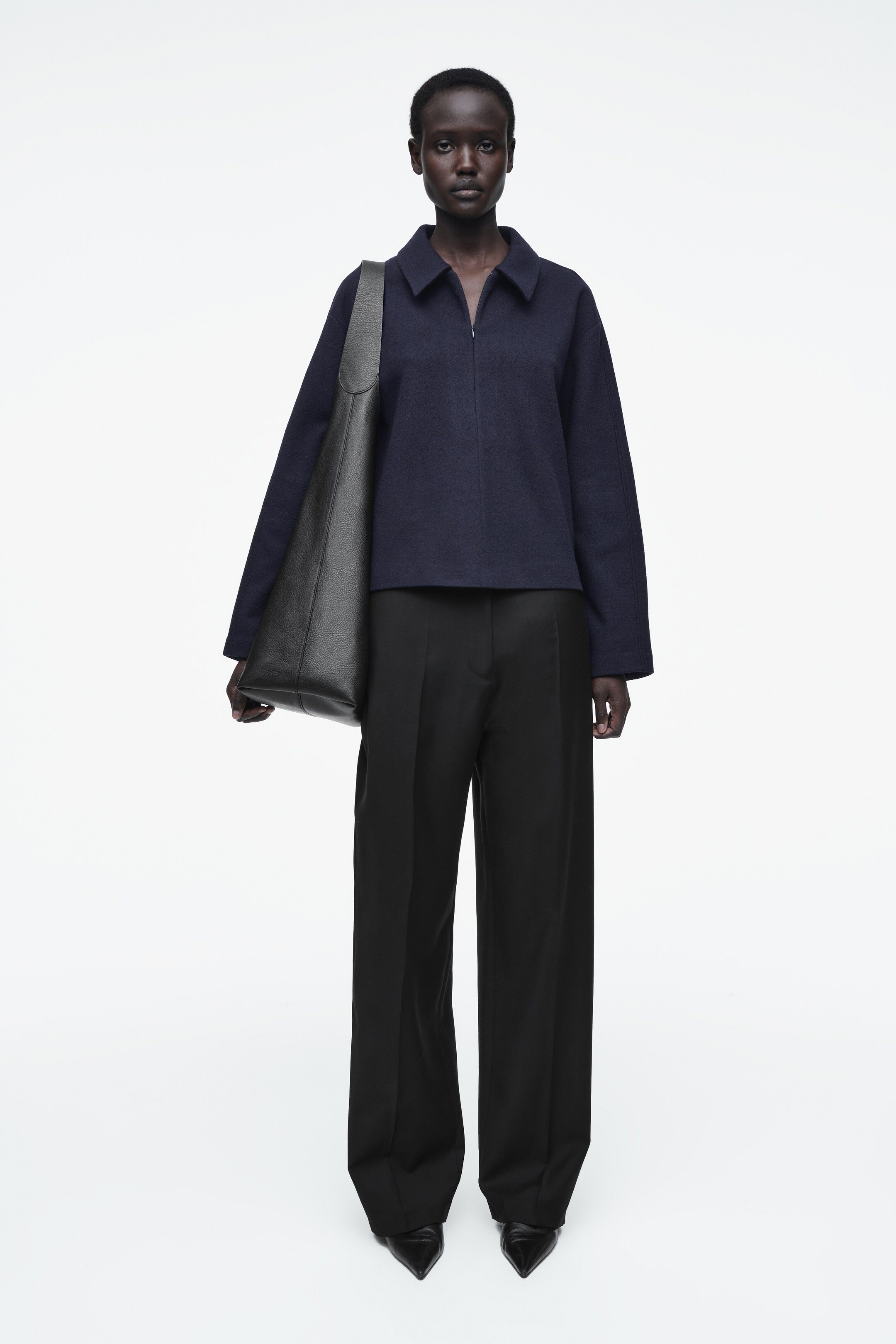 View larger image: BOILED-WOOL ZIP-UP CARDIGAN - NAVY - Ladies | H&M GB 2