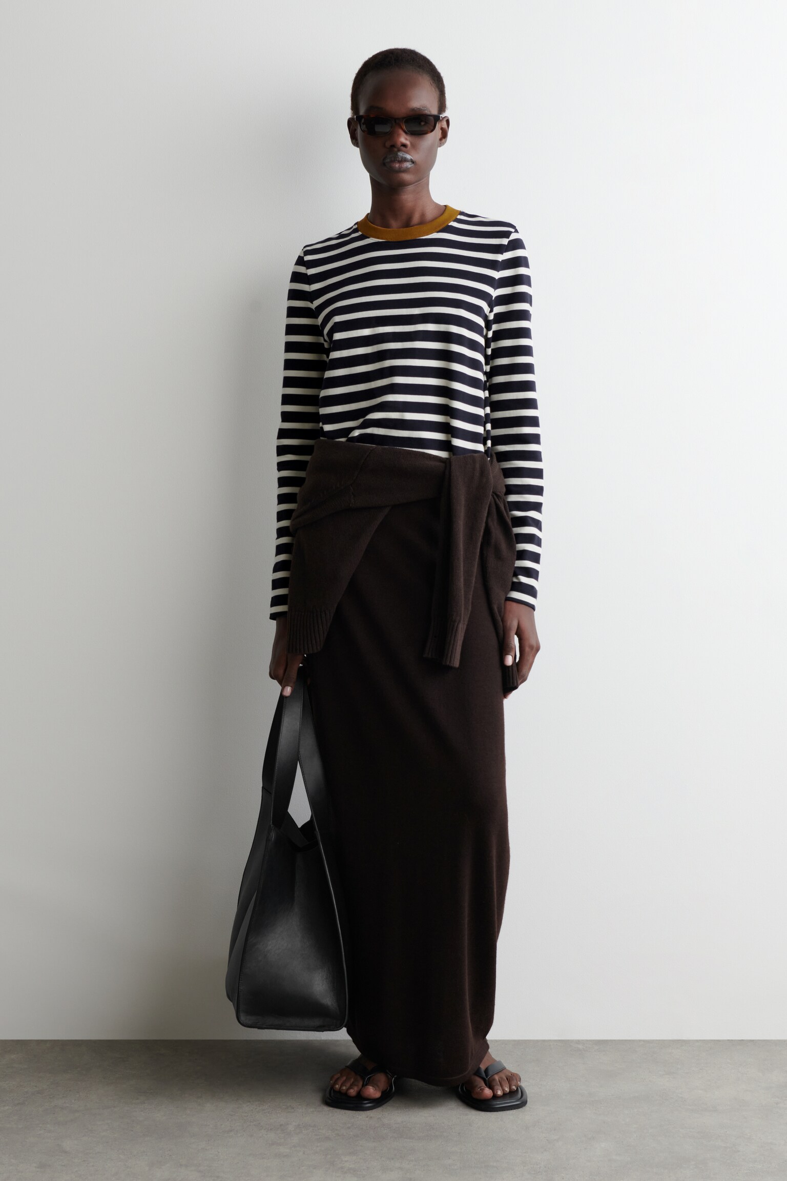 CLEAN CUT REGULAR LONG-SLEEVED T-SHIRT - ECRU / NAVY / BROWN / STRIPED/white/GREEN MÉLANGE/LIGHT GREEN/NAVY / STRIPED/BRIGHT RED/BROWN / STRIPED/BLACK/OLIVE-GREEN MÉLANGE/WHITE / BROWN/DARK PURPLE/BRIGHT GREEN/ORANGE/DUSTY PINK/BEIGE / UNDYED/BEIGE / STRIPED/GREY / STRIPED/LIGHT BLUE - 3