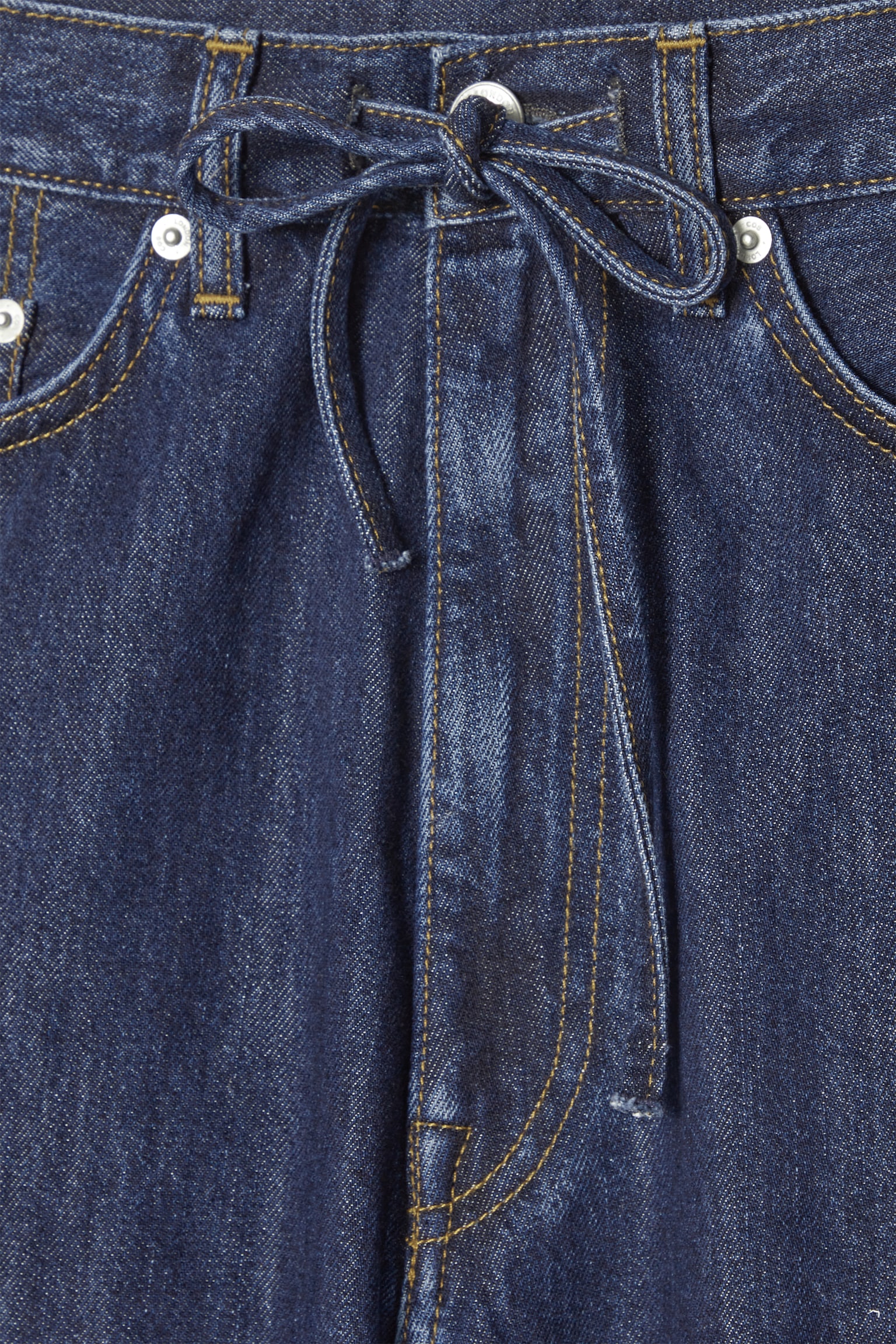 WIDE-LEG DRAWSTRING DENIM TROUSERS - BLUE - 2