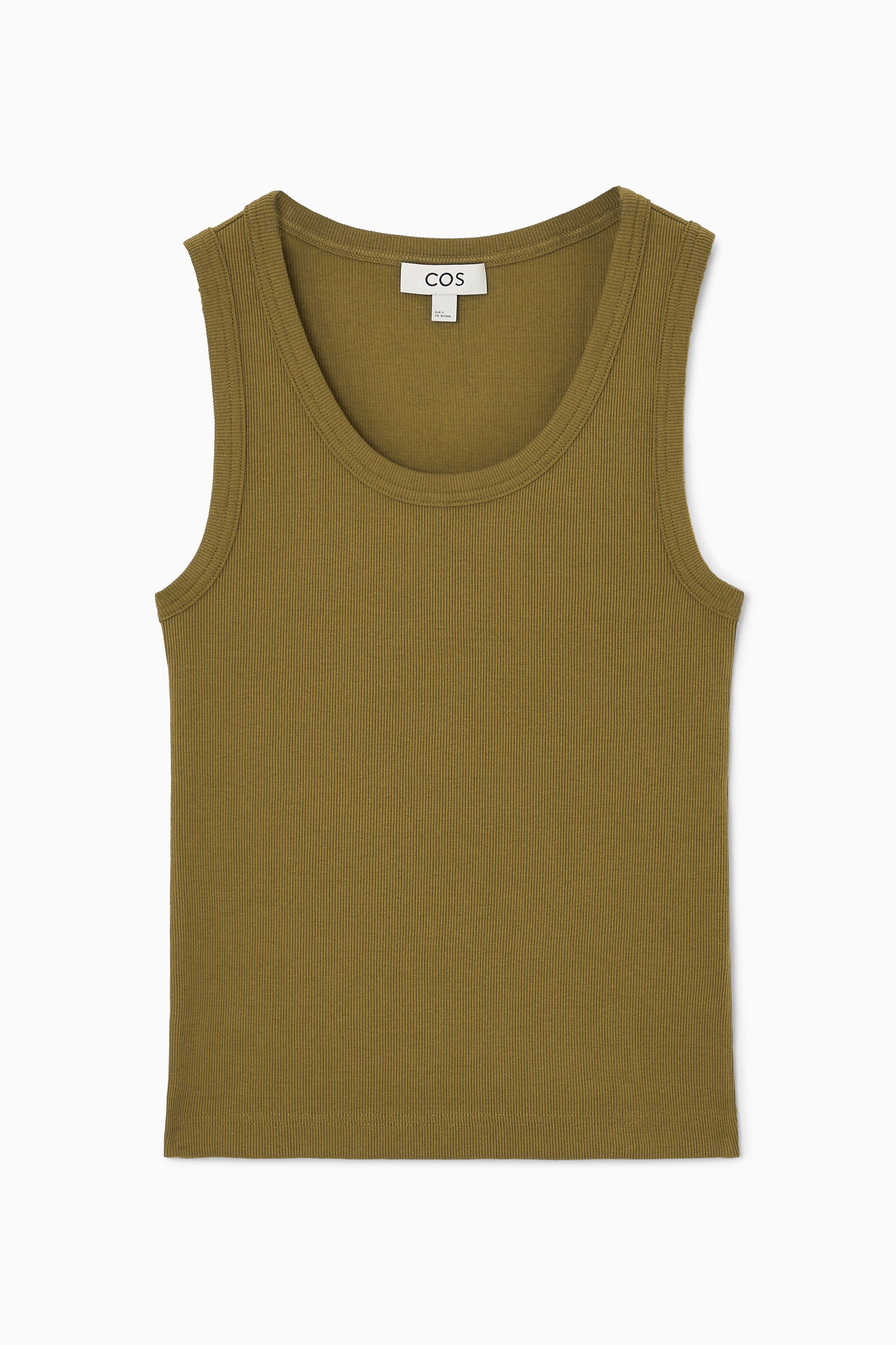 Ingrandisci l'immagine: SCOOP-NECK RIBBED TANK TOP - DARK KHAKI - DONNA | H&M CH 1
