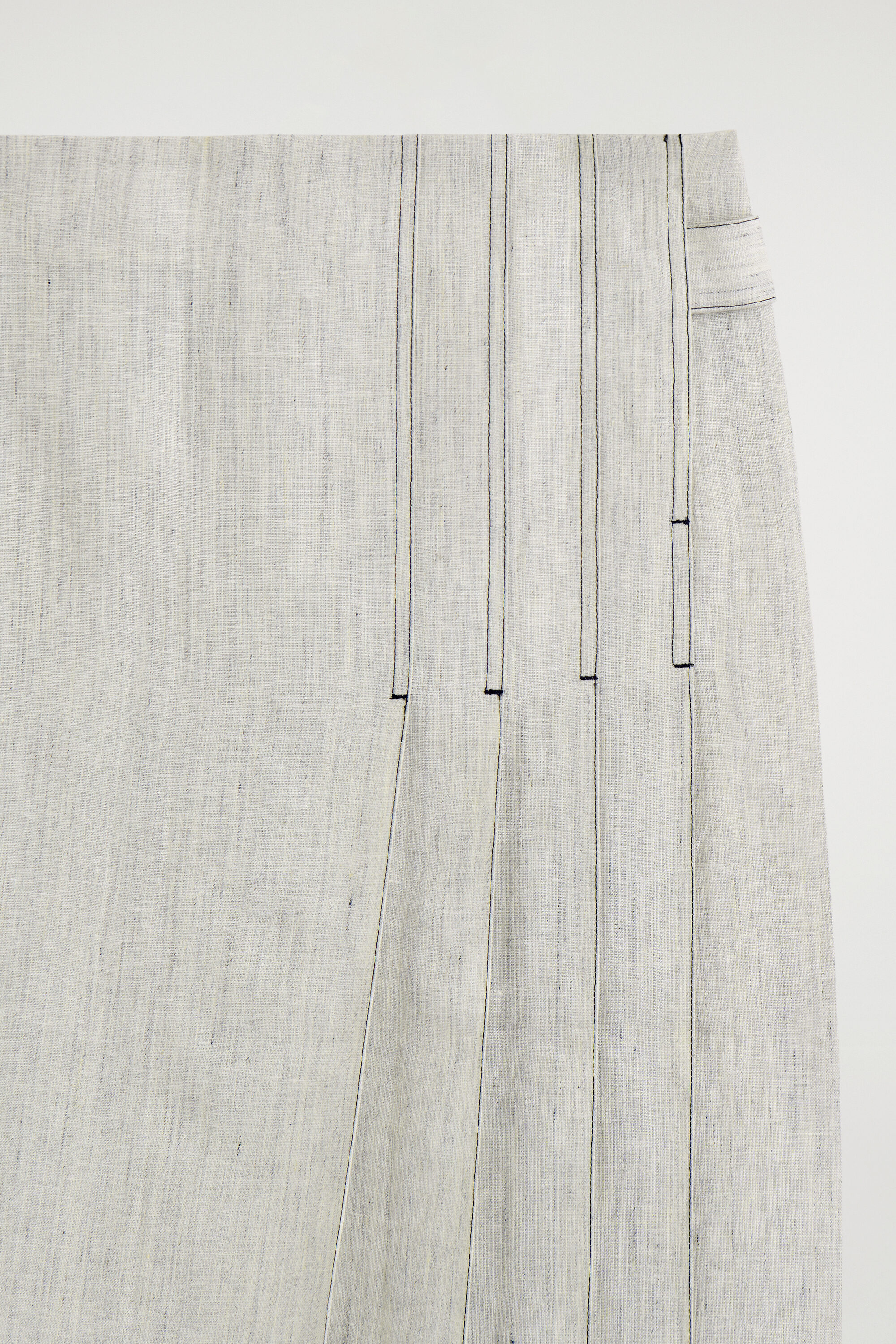 BELTED PLEATED LINEN MIDI SKIRT - thumbnail 6