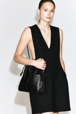 BOILED WOOL-BLEND MINI PINAFORE DRESS — BLACK 5