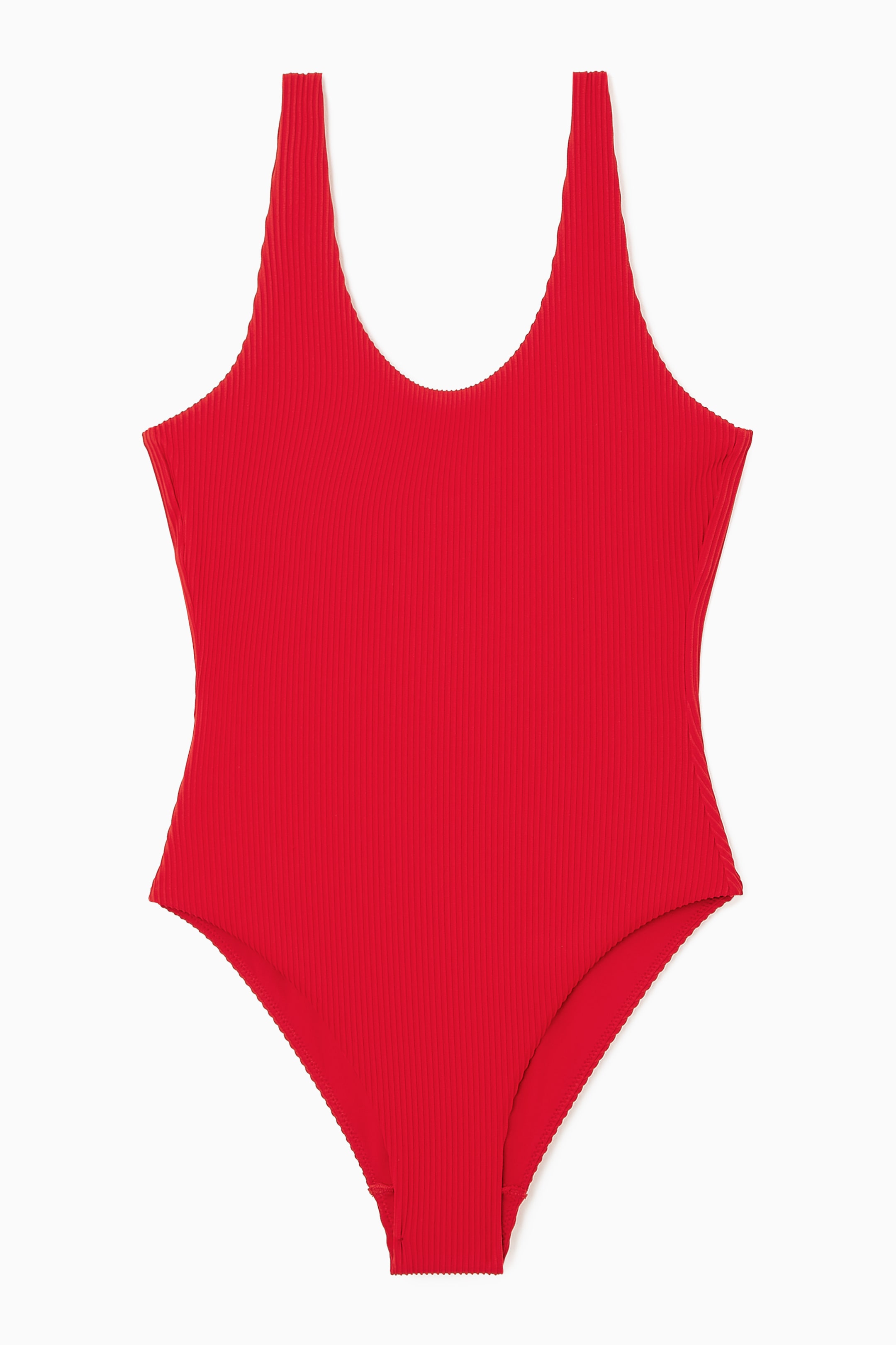 Grösseres Bild ansehen: GERIPPTER BADEANZUG MIT RUNDHALSAUSSCHNITT - LEUCHTENDES ROT - DAMEN | H&M CH 1