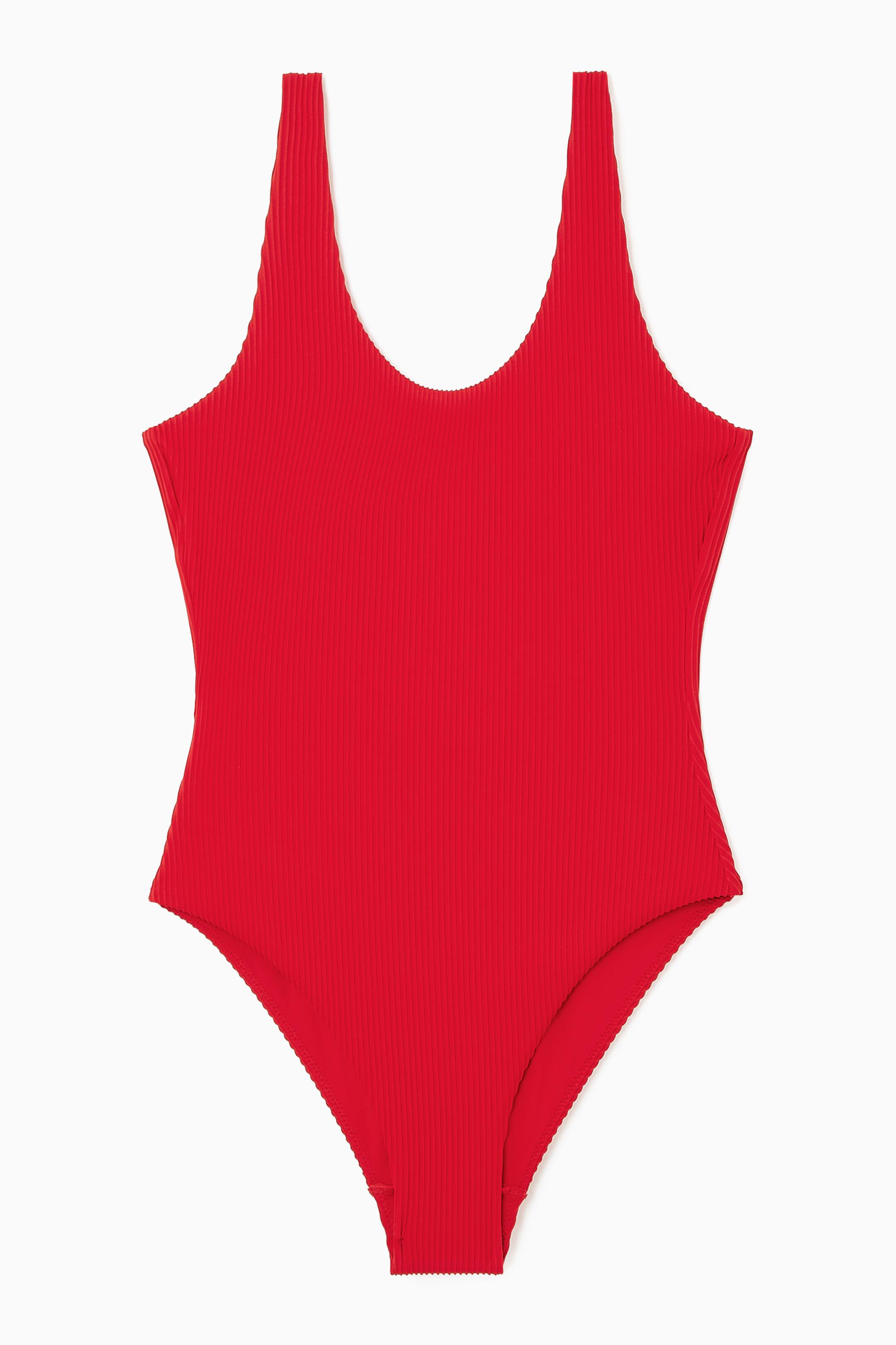 View larger image: SCOOP-NECK RIBBED SWIMSUIT - BRIGHT RED - Ladies | H&M GB 1