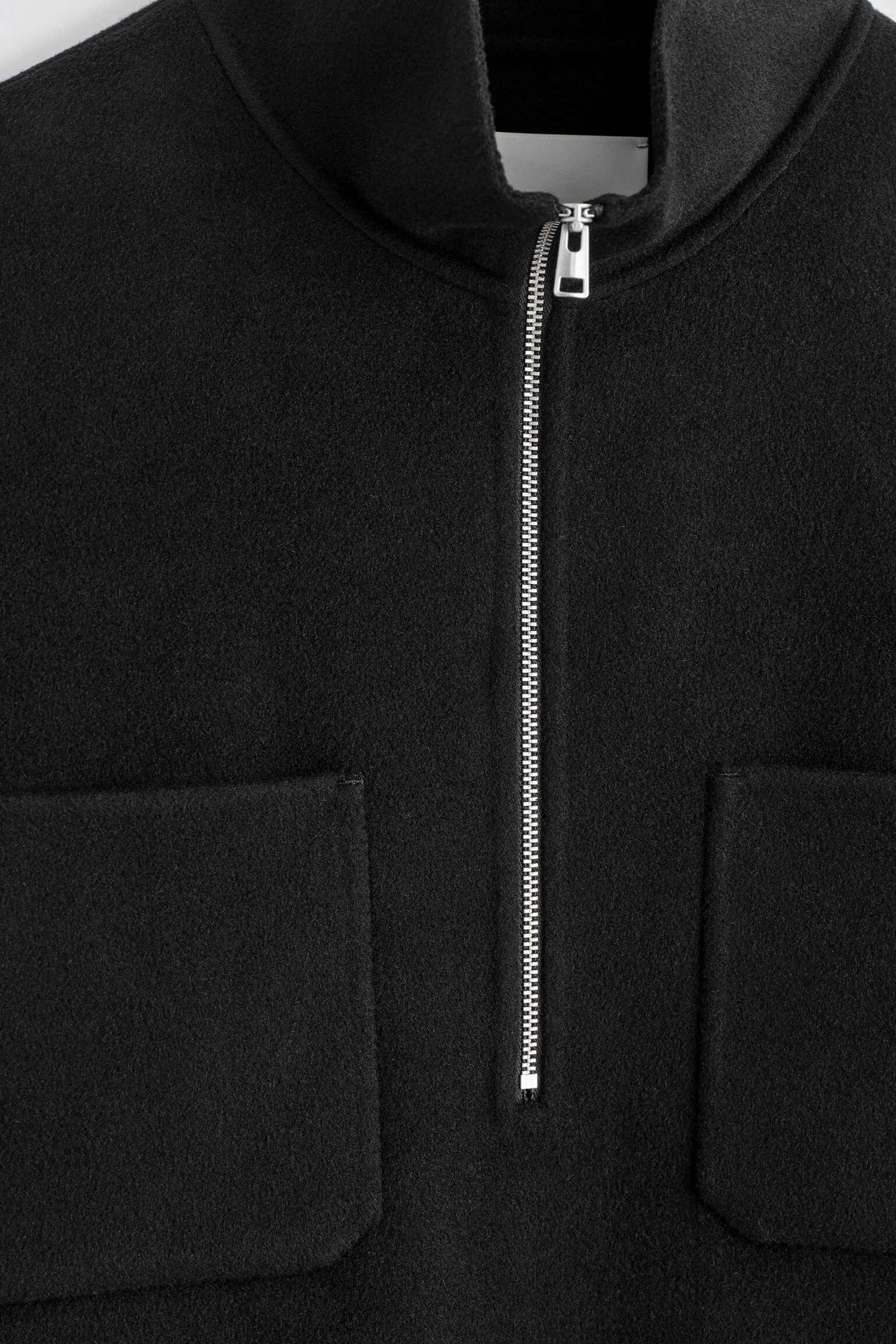 DOUBLE-FACED WOOL ZIP-UP OVERSHIRT - NEGRU/bej - 4