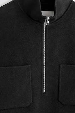 DOUBLE-FACED WOOL ZIP-UP SWEATSHIRT — BLACK 7