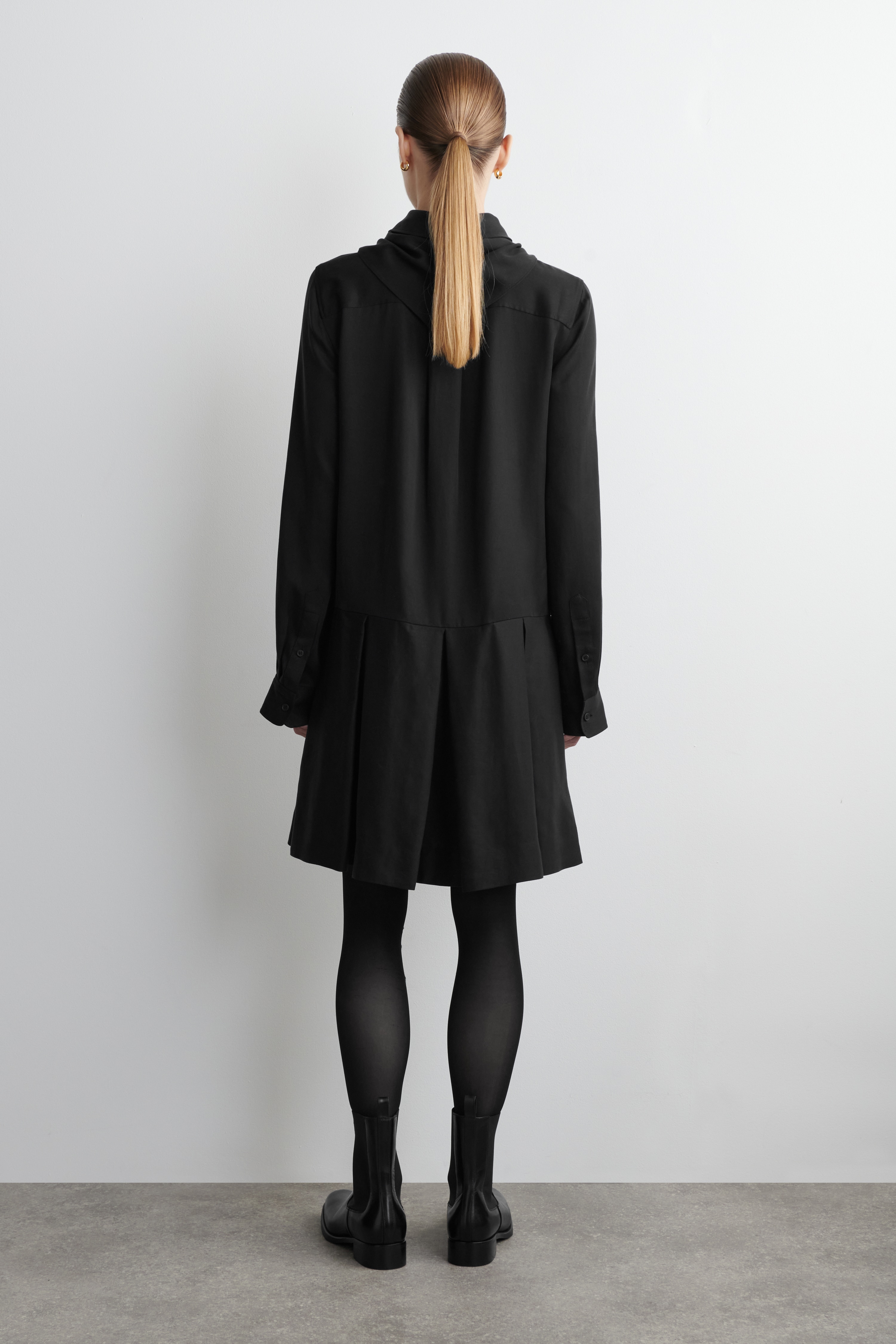 Women's BLACK SCARF-DETAIL DROPPED-WAIST MINI DRESS | H&M GB