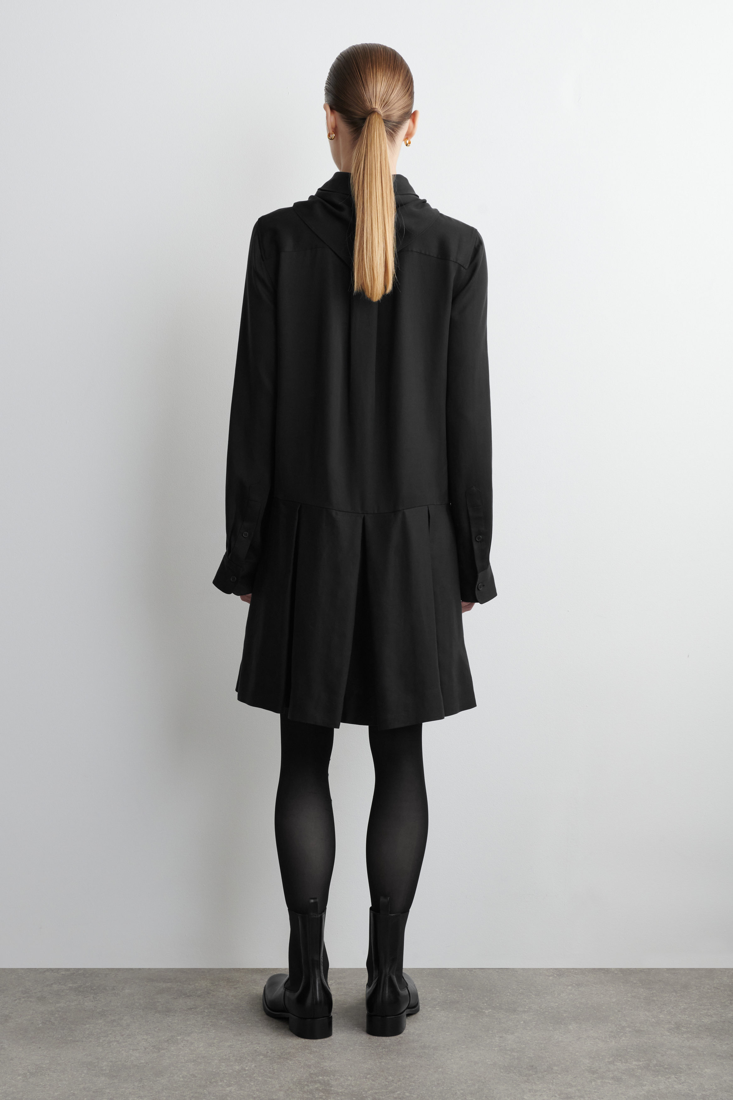 SCARF-DETAIL DROPPED-WAIST MINI DRESS - BLACK | COS NL