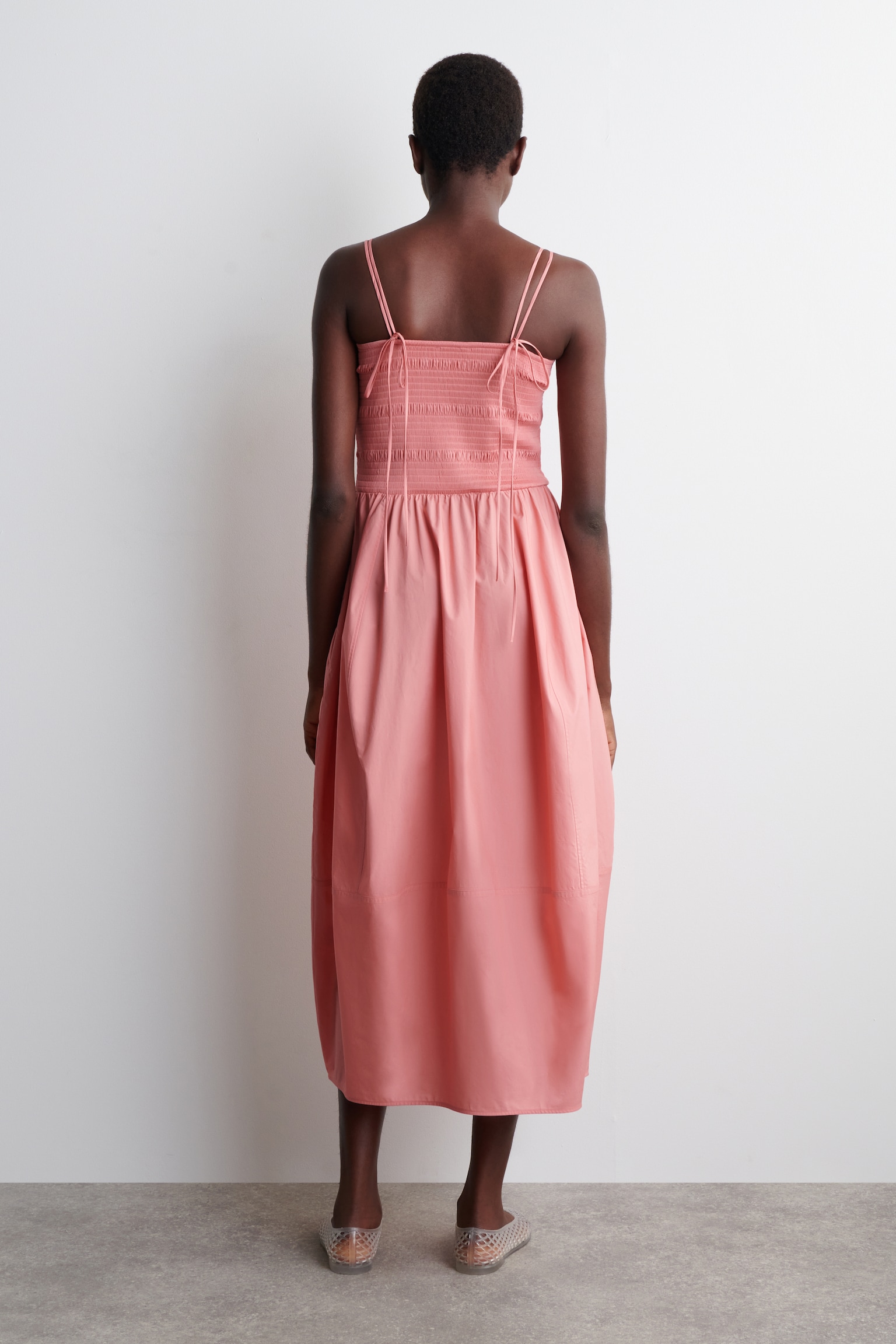 VESTIDO MIDI FRUNCIDO - ROSA/VERDE CLARO/AZUL MARINO - 3