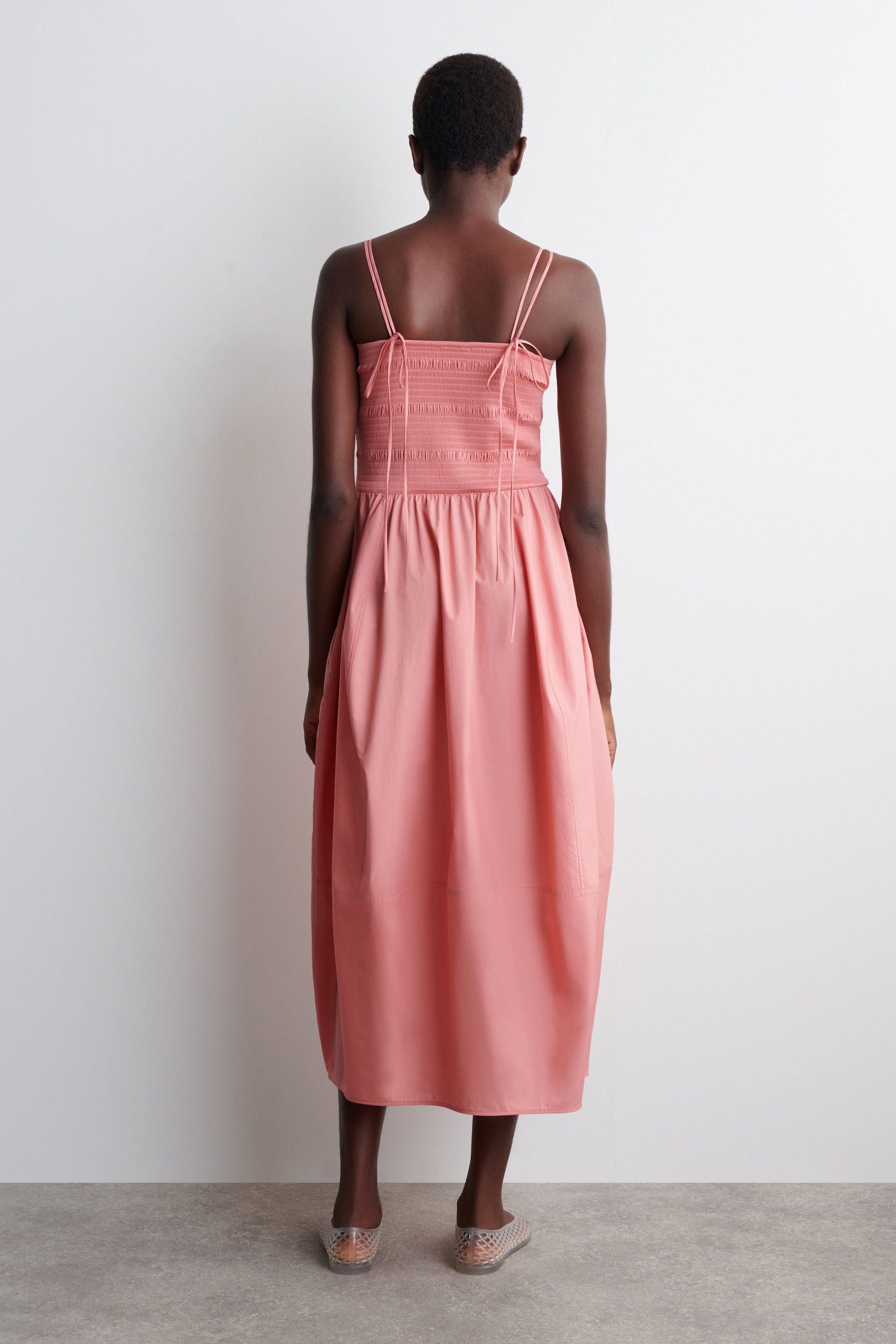 SMOCKED MIDI DRESS