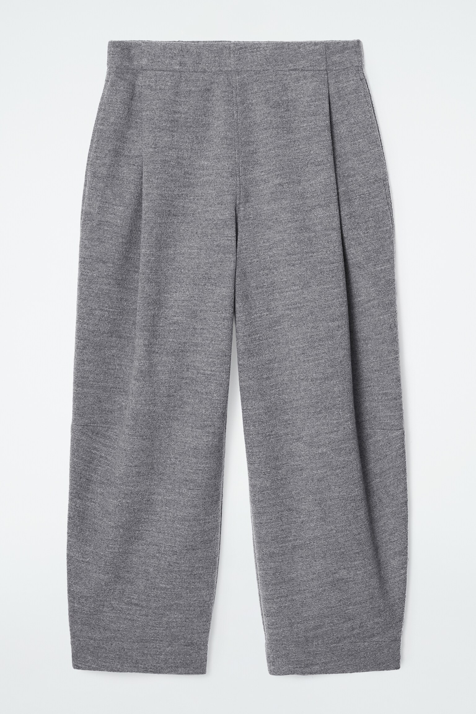 BOILED-WOOL BARREL-LEG TROUSERS - GREY MÉLANGE/NAVY - 2