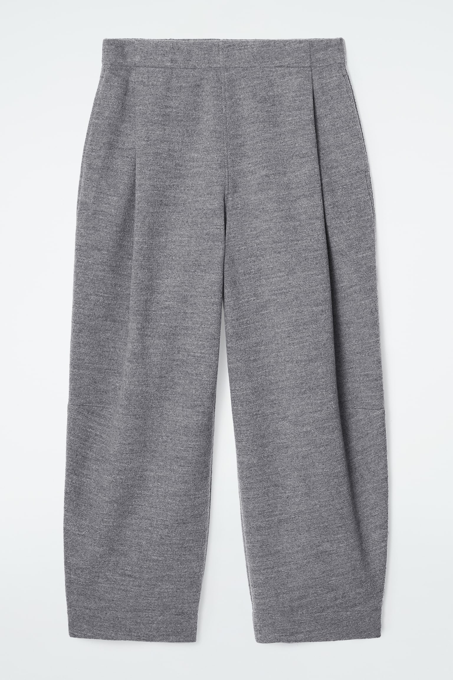 BOILED-WOOL BARREL-LEG TROUSERS - GREY MÉLANGE
