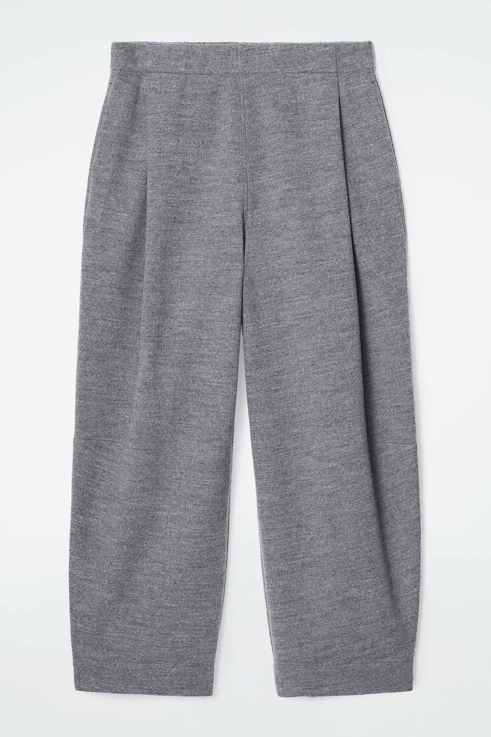 ボトムスその他 QUELLEDUE Grey melange wool trousers BOILED-WOOL BARREL-LEG TROUSERS - GREY MÉLANGE | COS
