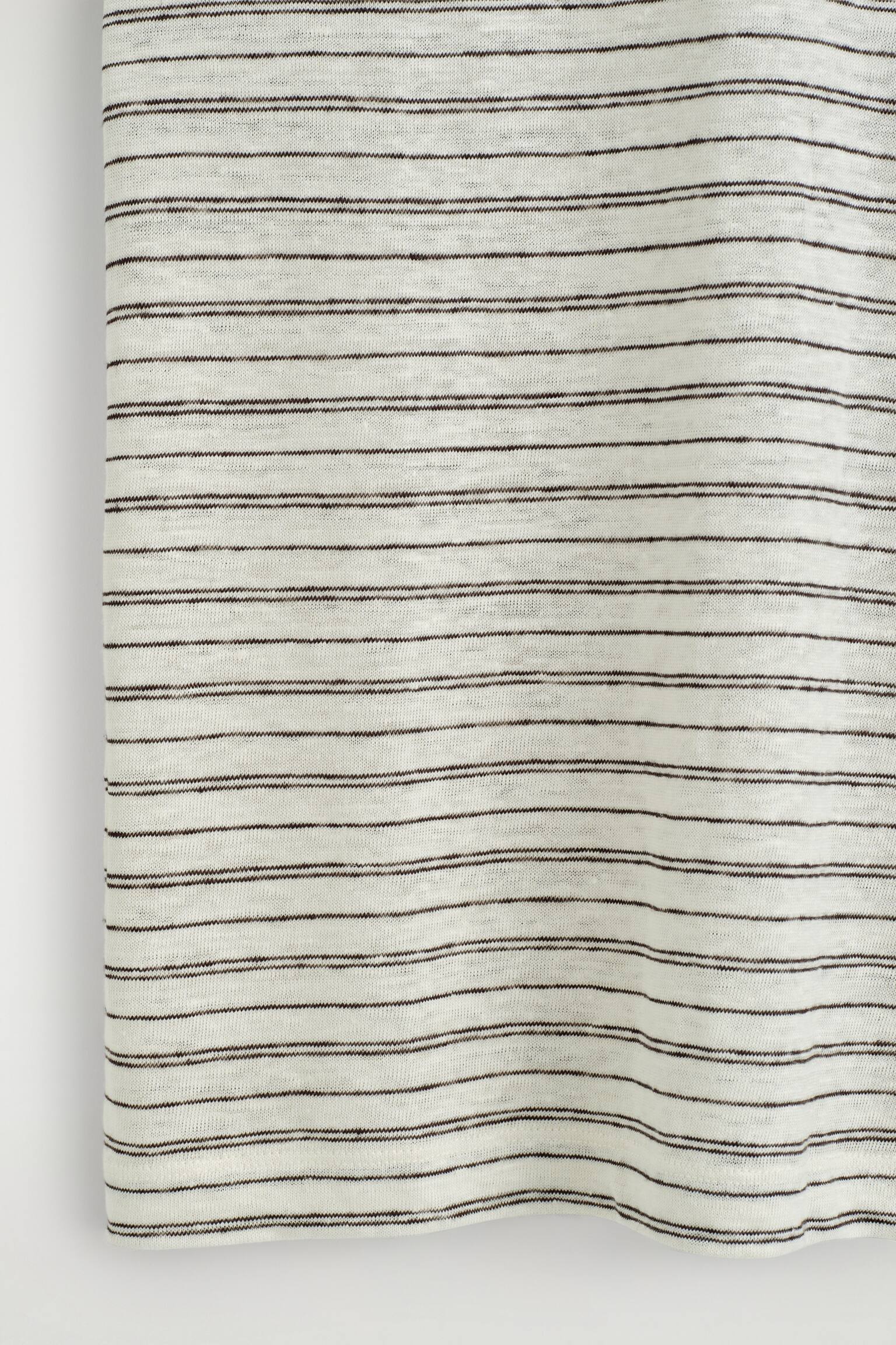 חולצת טריקו מפשתן עם צווארון עגול - WHITE / BROWN / STRIPED/בורדו/קרם/שחור - 4