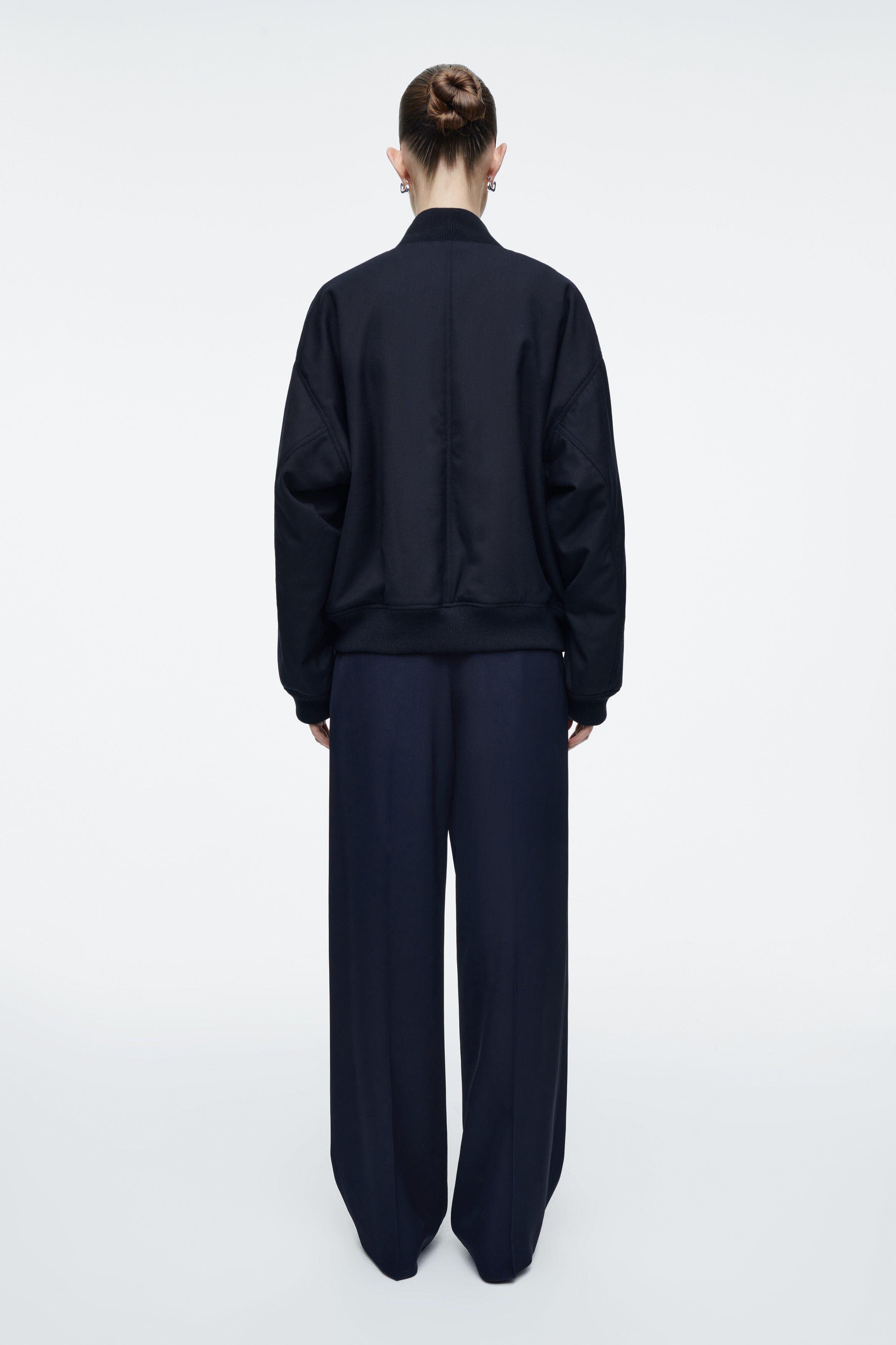 OVERSIZED WOOL BOMBER JACKET - NAVY | COS US