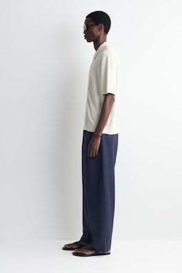 TEXTURED KNITTED LINEN SHIRT — CREAM 3