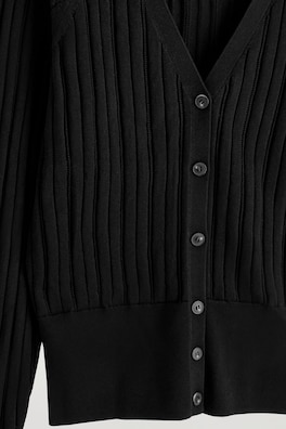 POINTELLE-KNIT COTTON CARDIGAN — BLACK 6