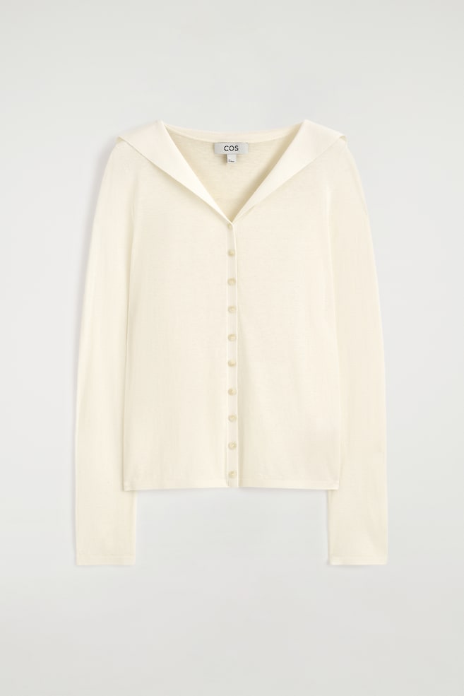 CHEMISE EN MAILLE DE COTON ET SOIE À COL MARIN - CRÈME - 1