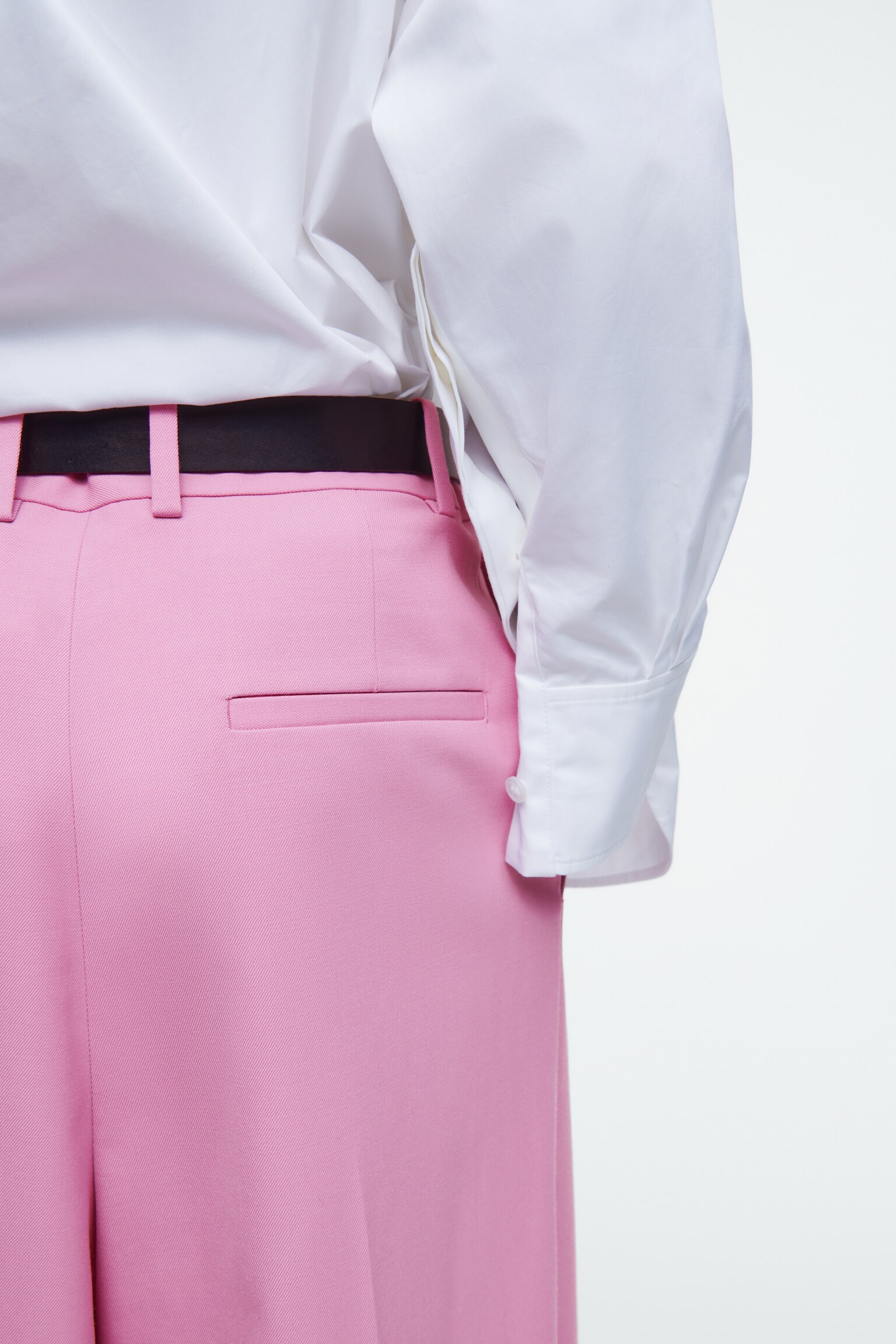 RELAXED TWILL WIDE-LEG TROUSERS - PINK/DARK BROWN/BLACK/BLUE/GREY/MOLE - 3