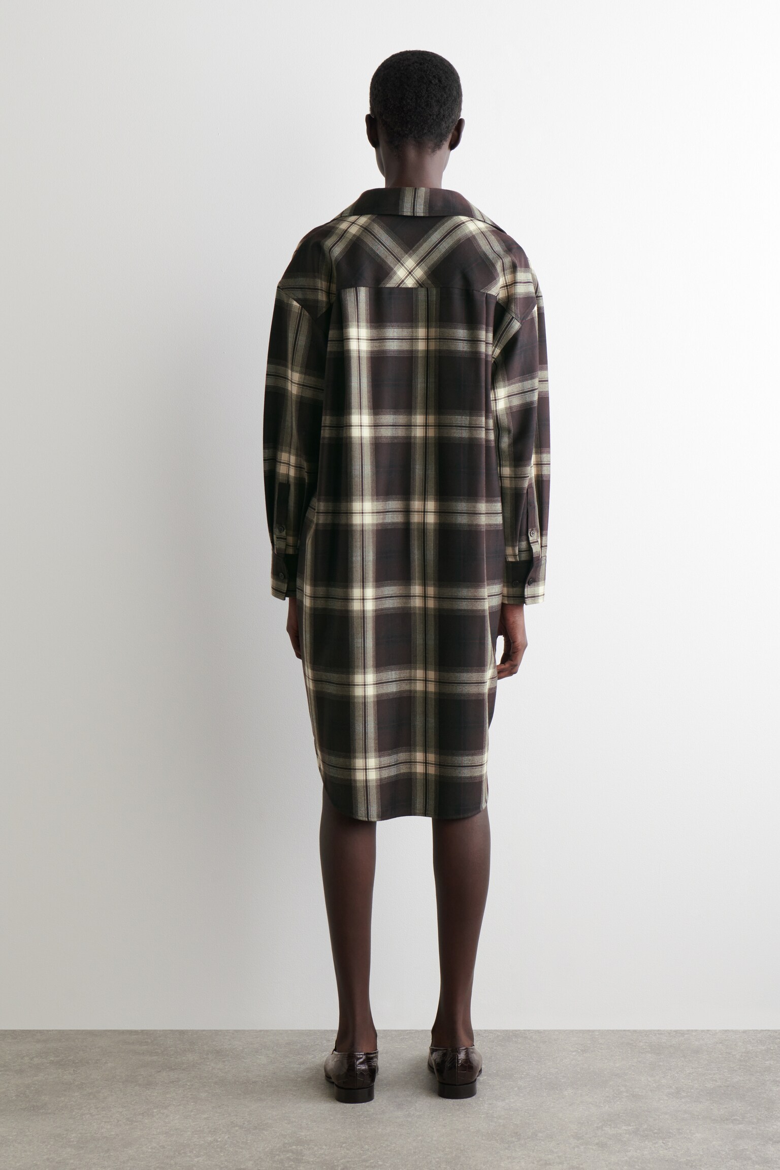 ROBE-CHEMISE À COL OUVERT ET CARREAUX - BORDEAUX / CARREAUX - 6