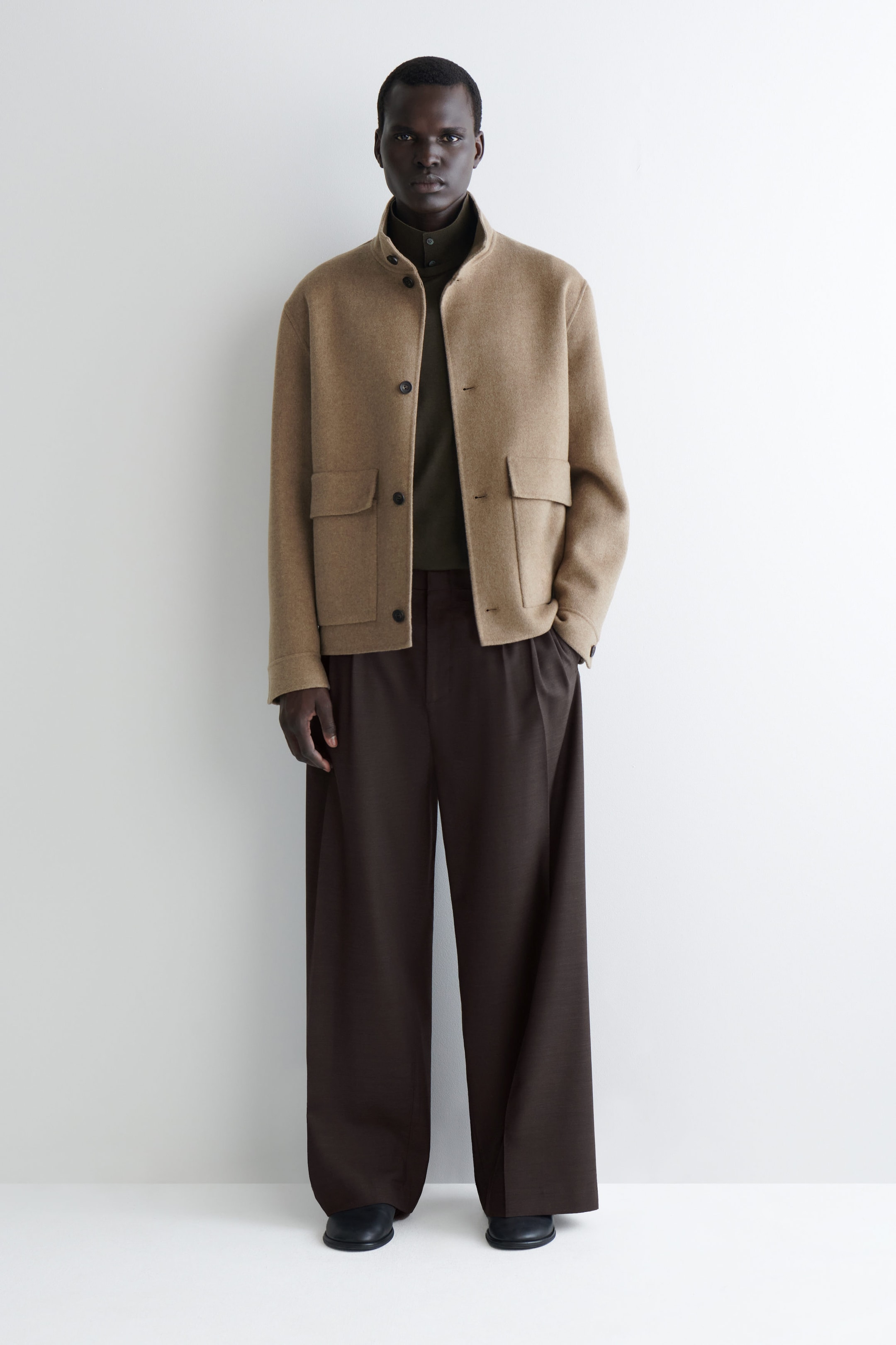 MERINO WOOL BUTTON-COLLAR SWEATER