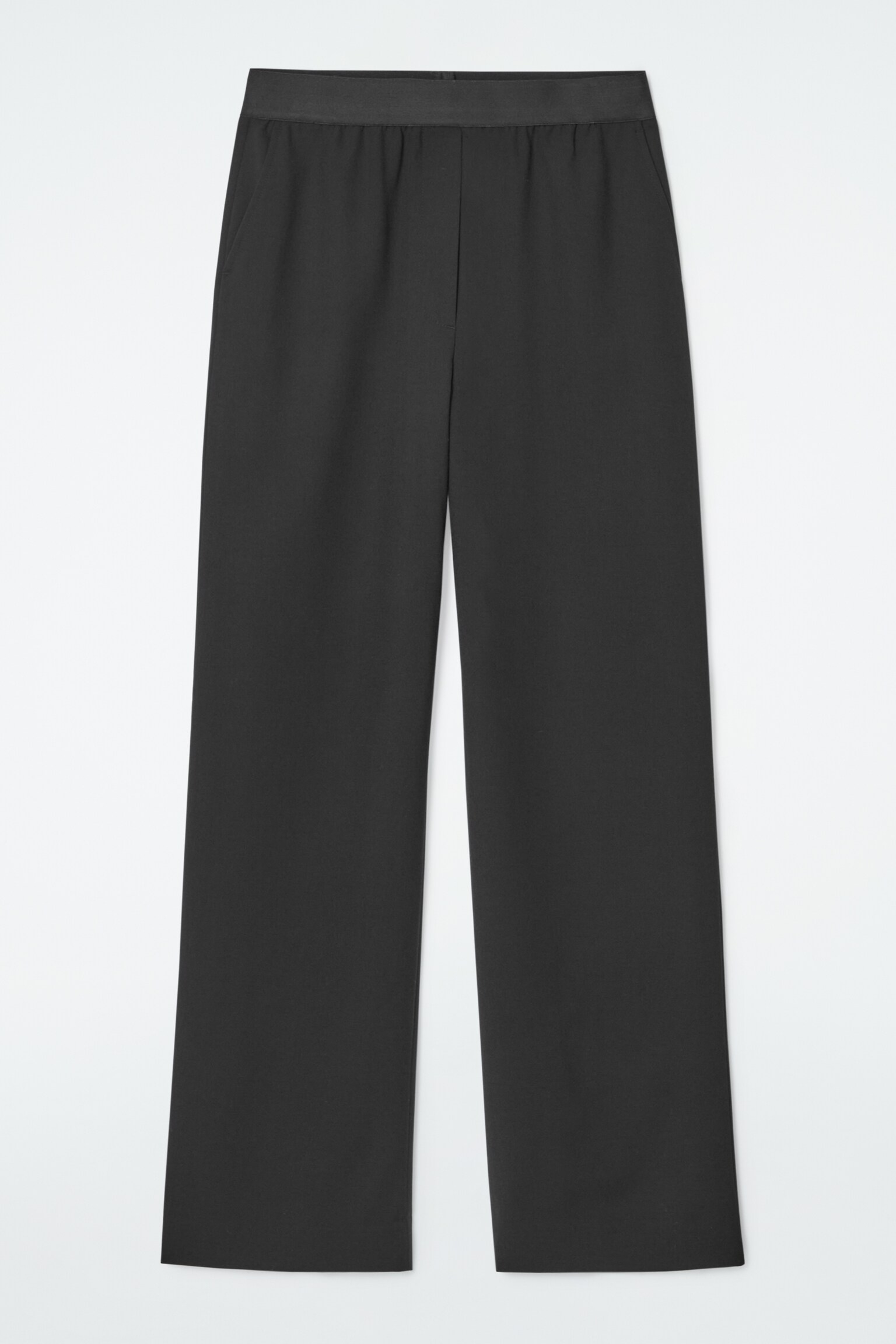ELASTICATED TAILORED WOOL TROUSERS - BLACK