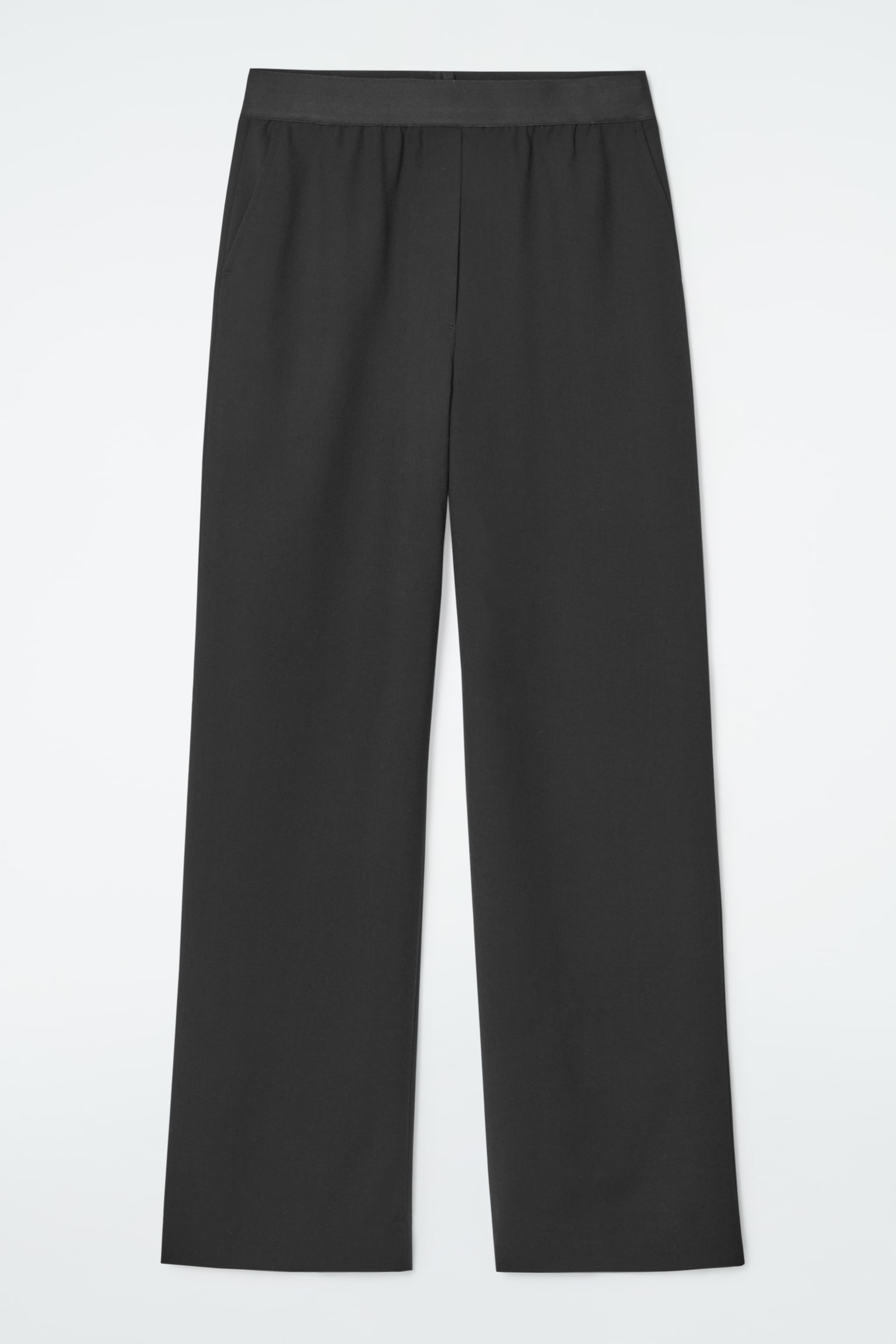 ELASTICATED TAILORED WOOL TROUSERS - BLACK
